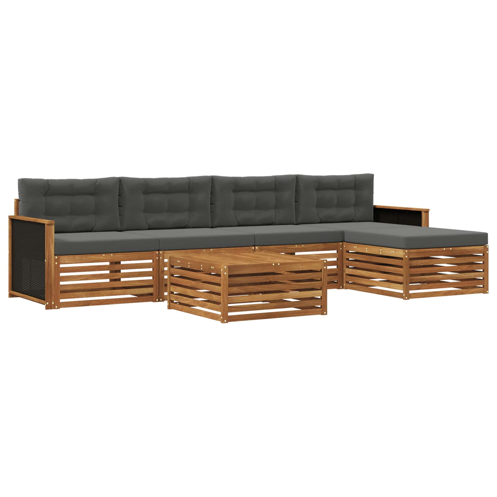 vidaXL Buiten bankenset 6 pcs Naturel