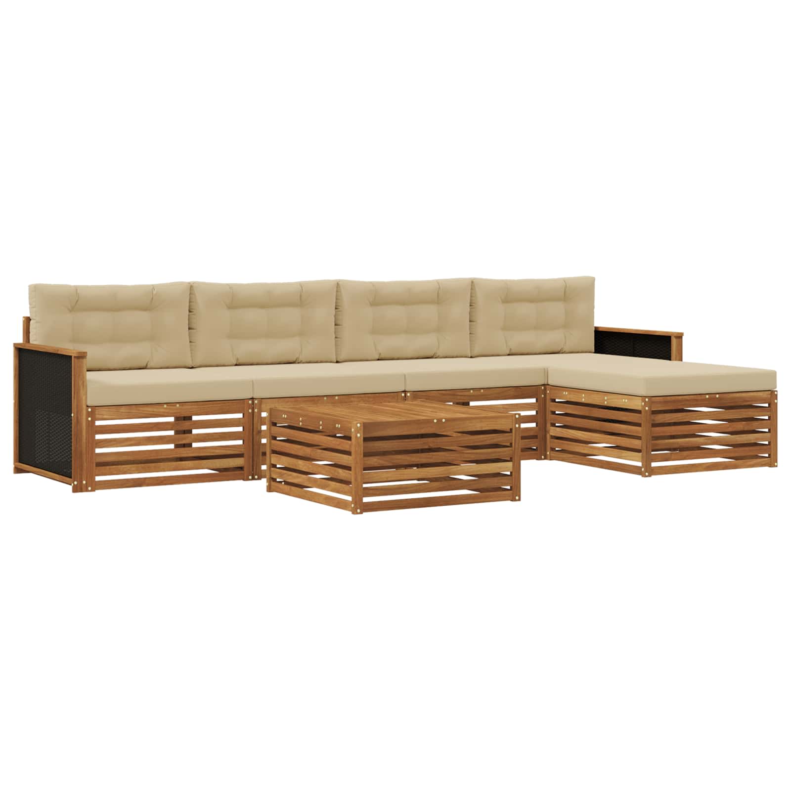 vidaXL Buiten bankenset 6 pcs Naturel