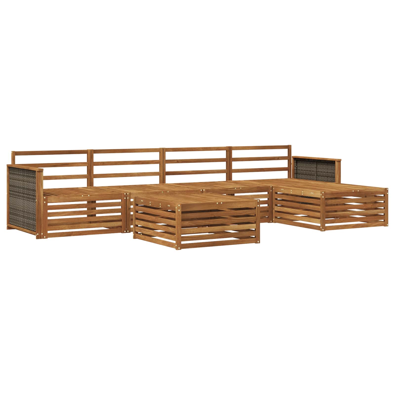 vidaXL Buiten bankenset 6 pcs Naturel