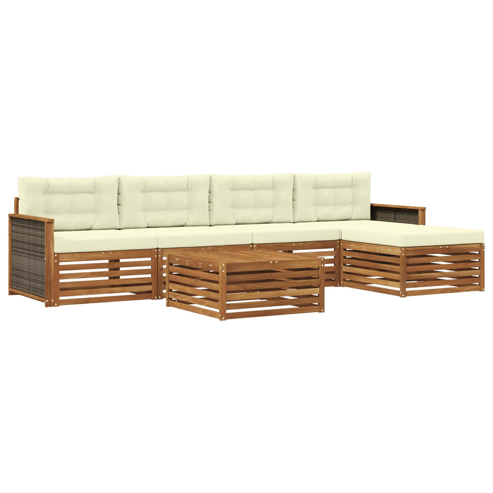 vidaXL Buiten bankenset 6 pcs Naturel
