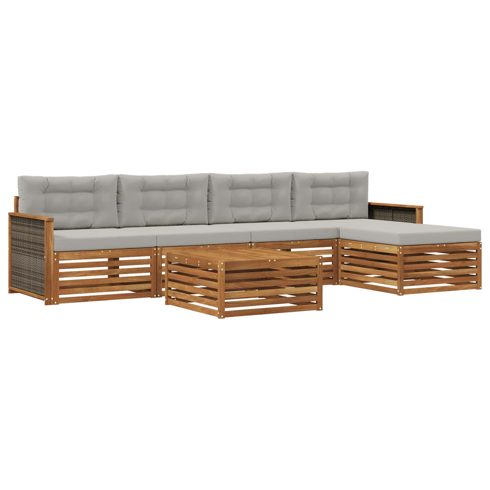vidaXL Buiten bankenset 6 pcs Naturel