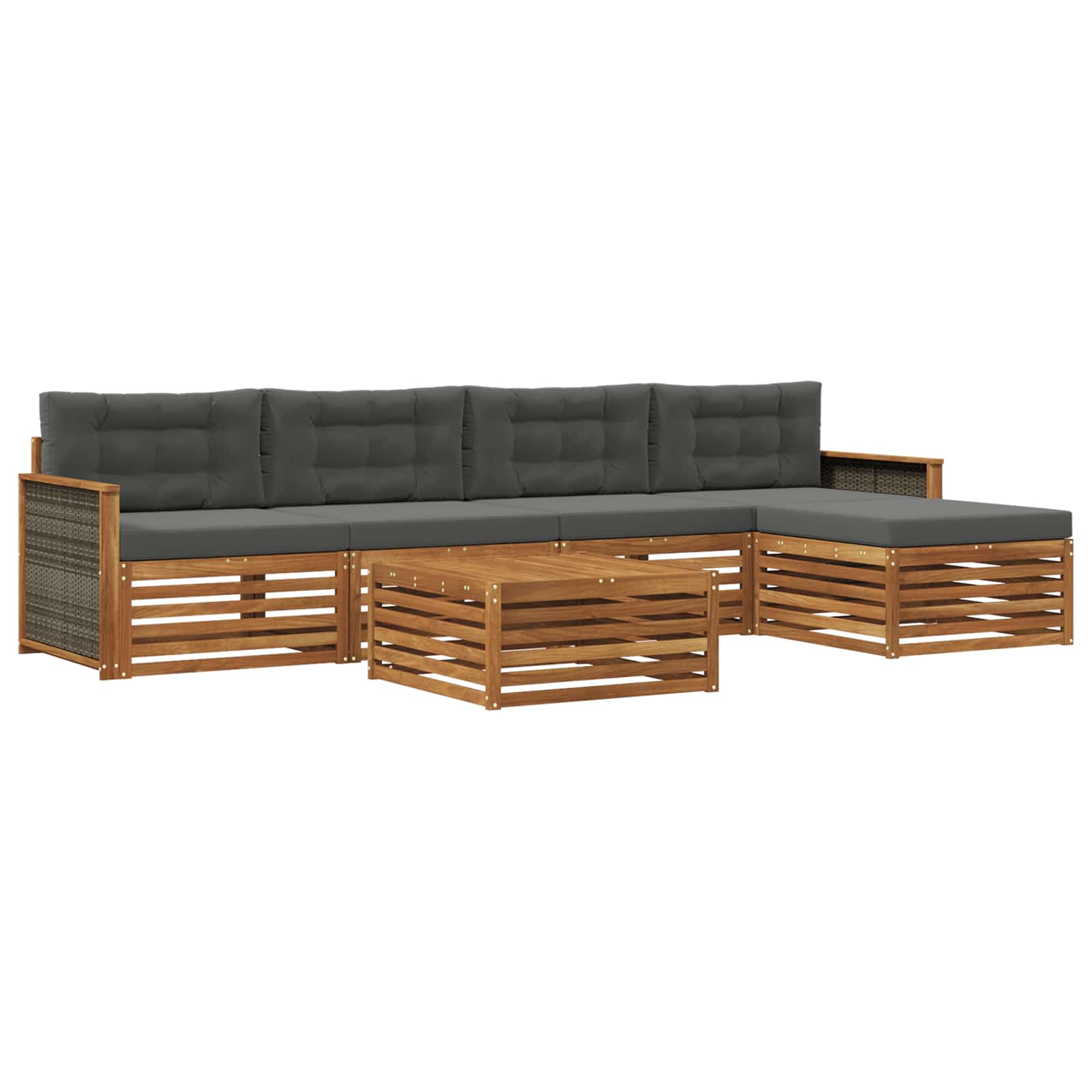 vidaXL Buiten bankenset 6 pcs Naturel