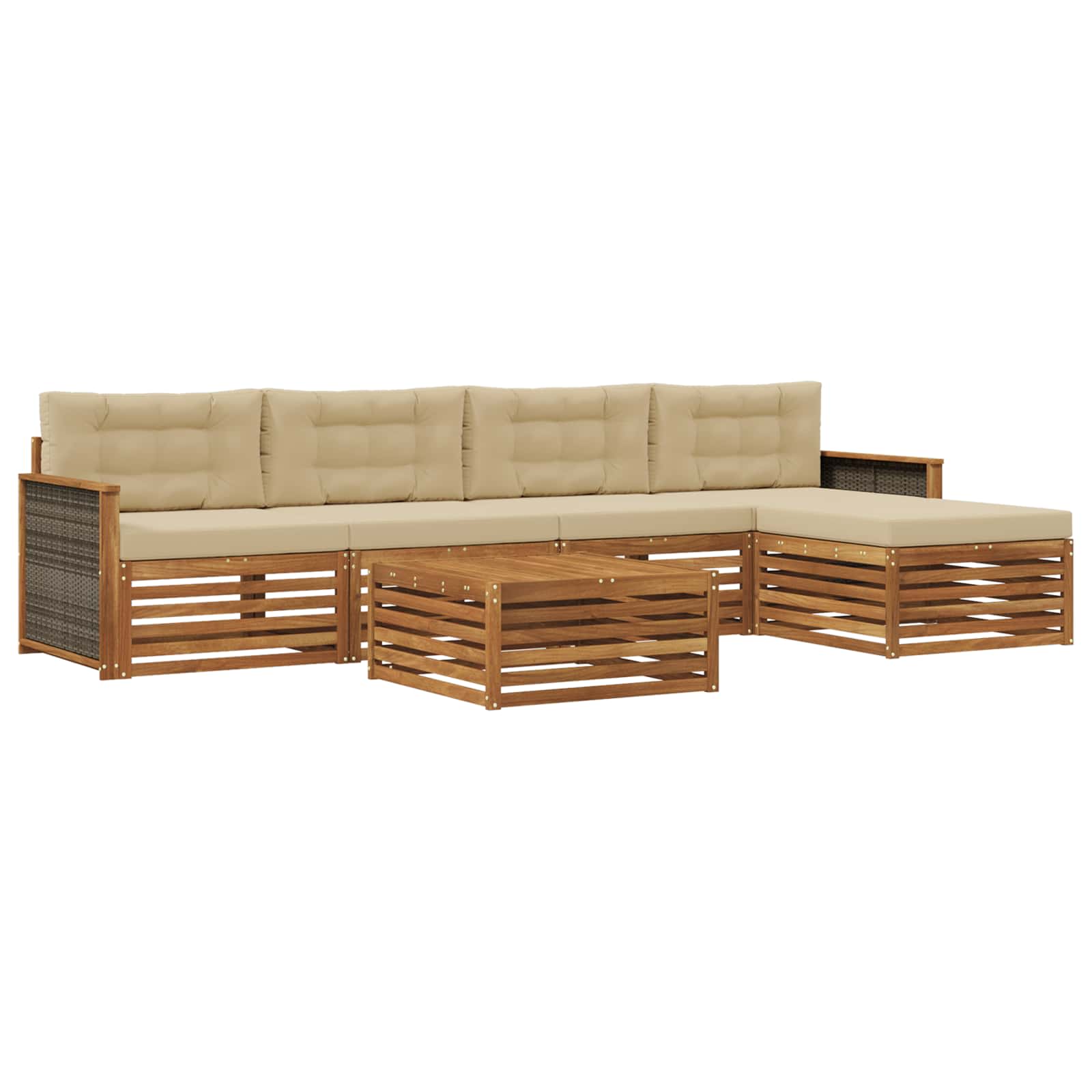 vidaXL Buiten bankenset 6 pcs Naturel