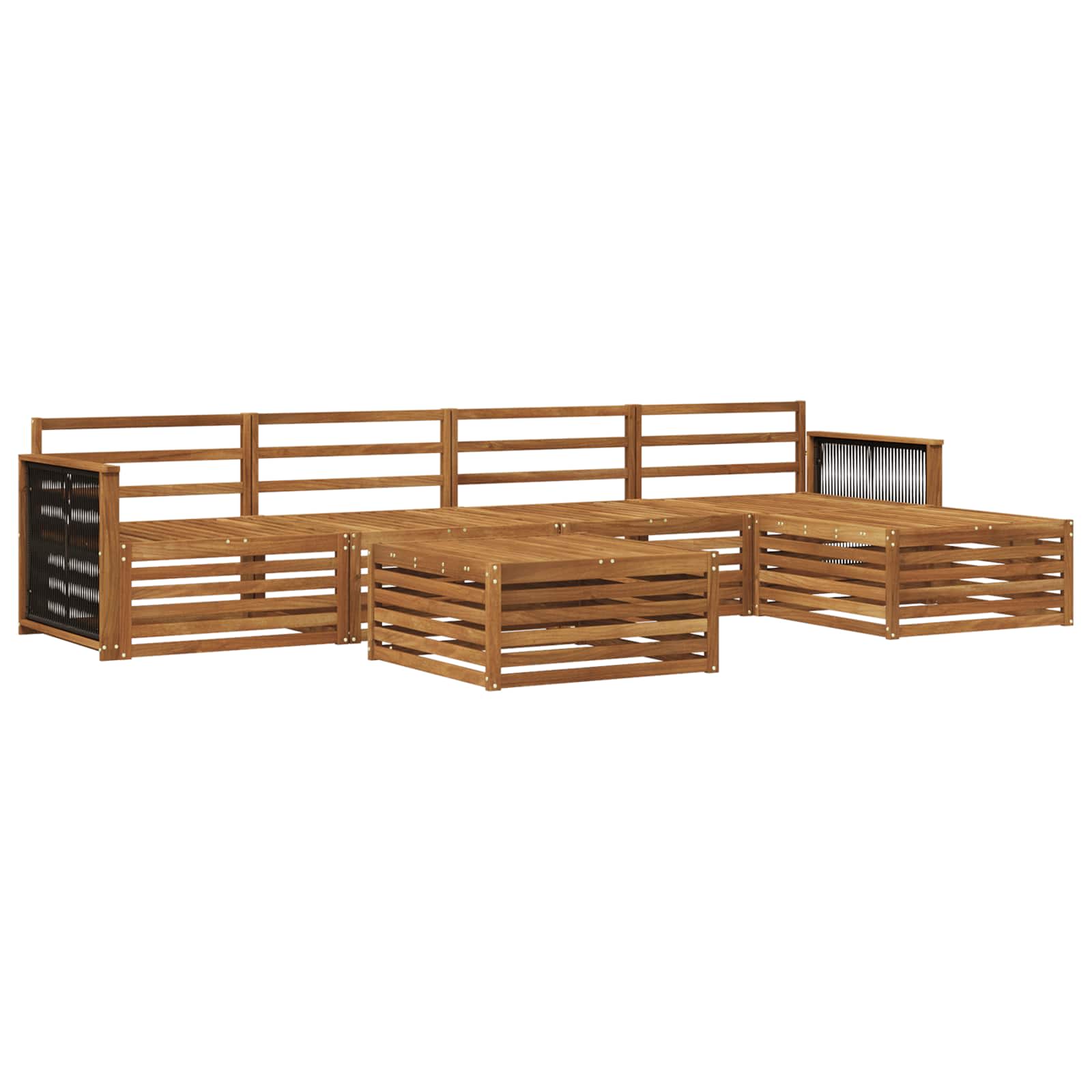 vidaXL Buiten bankenset 6 pcs Naturel