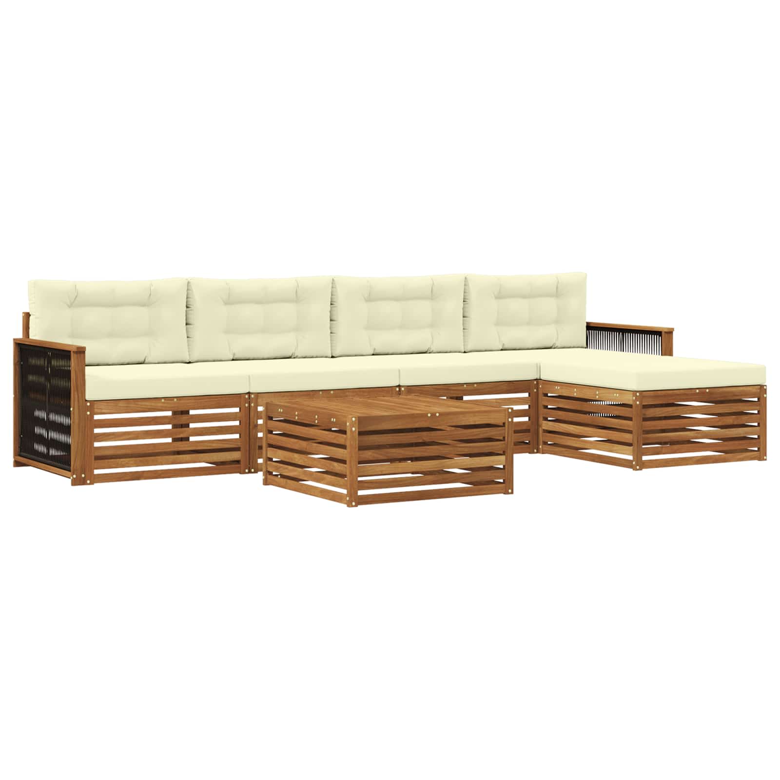 vidaXL Buiten bankenset 6 pcs Naturel