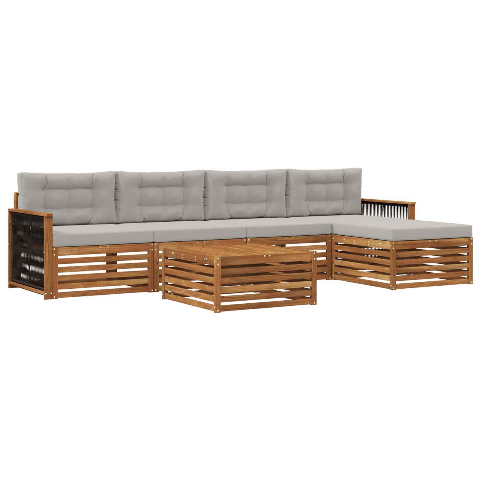 vidaXL Buiten bankenset 6 pcs Naturel