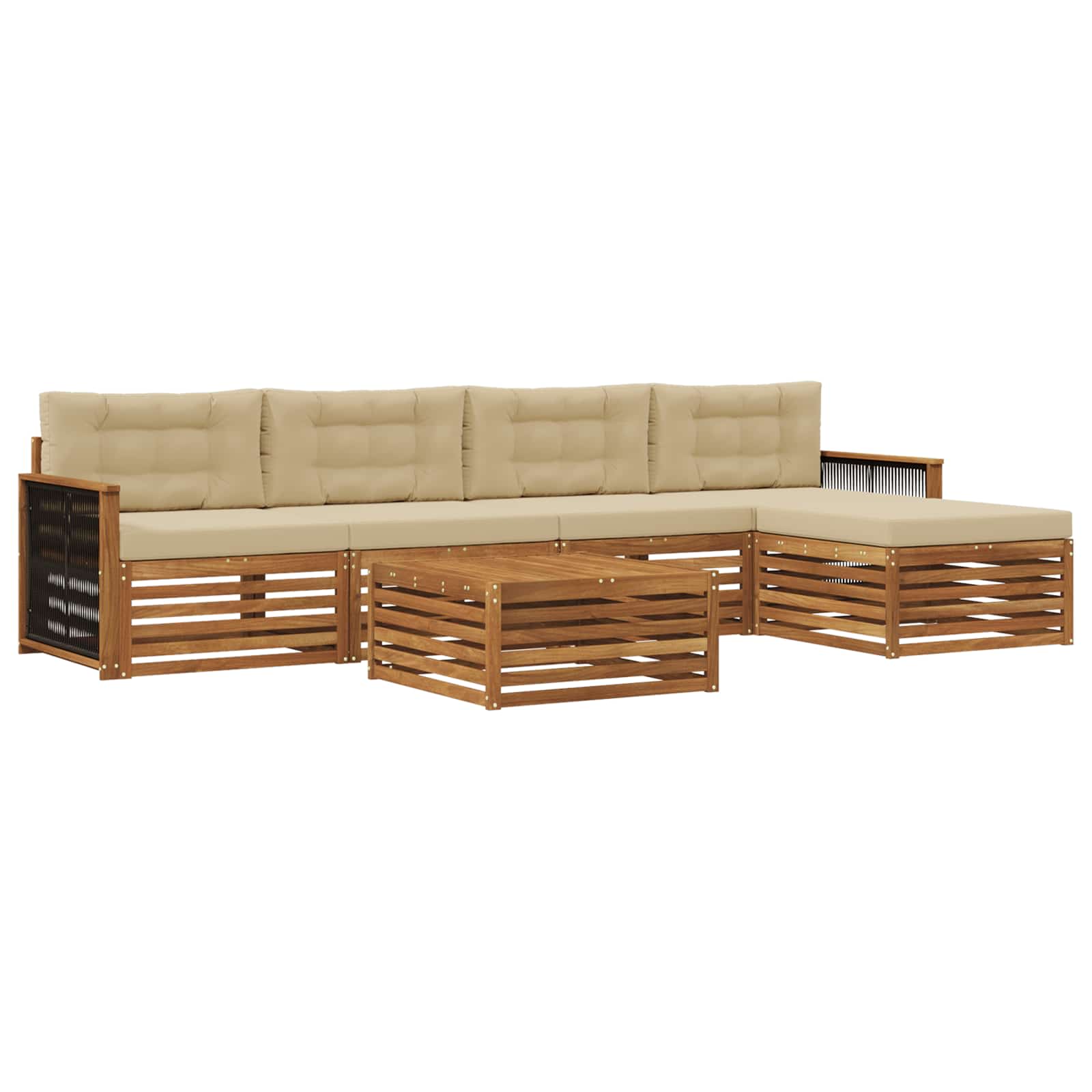 vidaXL Buiten bankenset 6 pcs Naturel