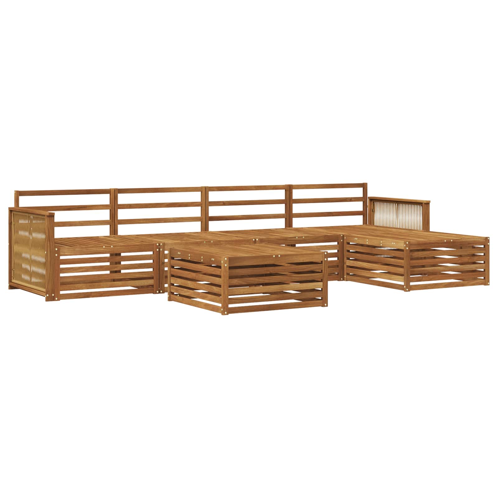 vidaXL Buiten bankenset 6 pcs Naturel