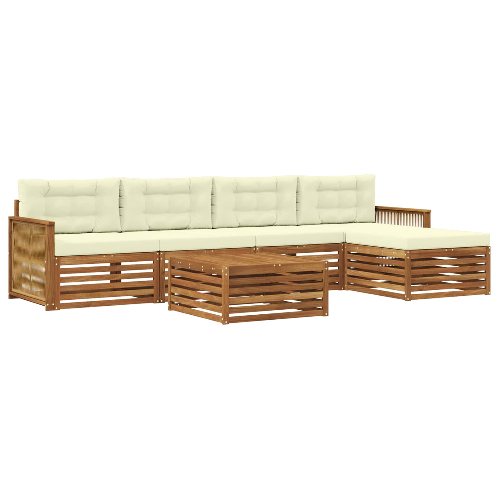 vidaXL Buiten bankenset 6 pcs Naturel