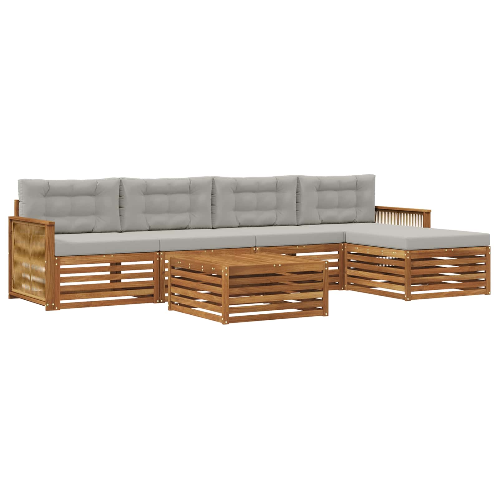 vidaXL Buiten bankenset 6 pcs Naturel