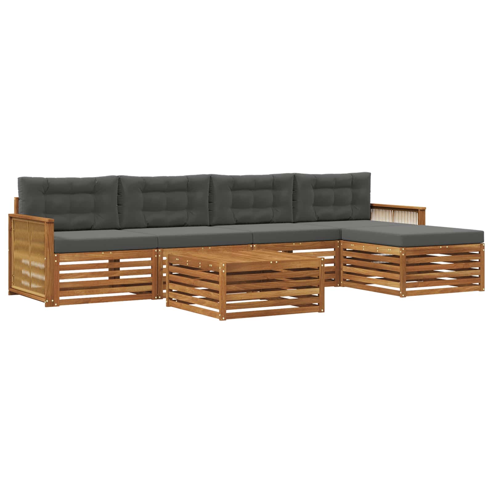 vidaXL Buiten bankenset 6 pcs Naturel