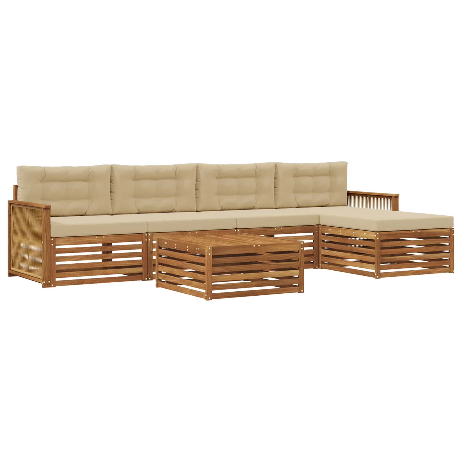 vidaXL Buiten bankenset 6 pcs Naturel