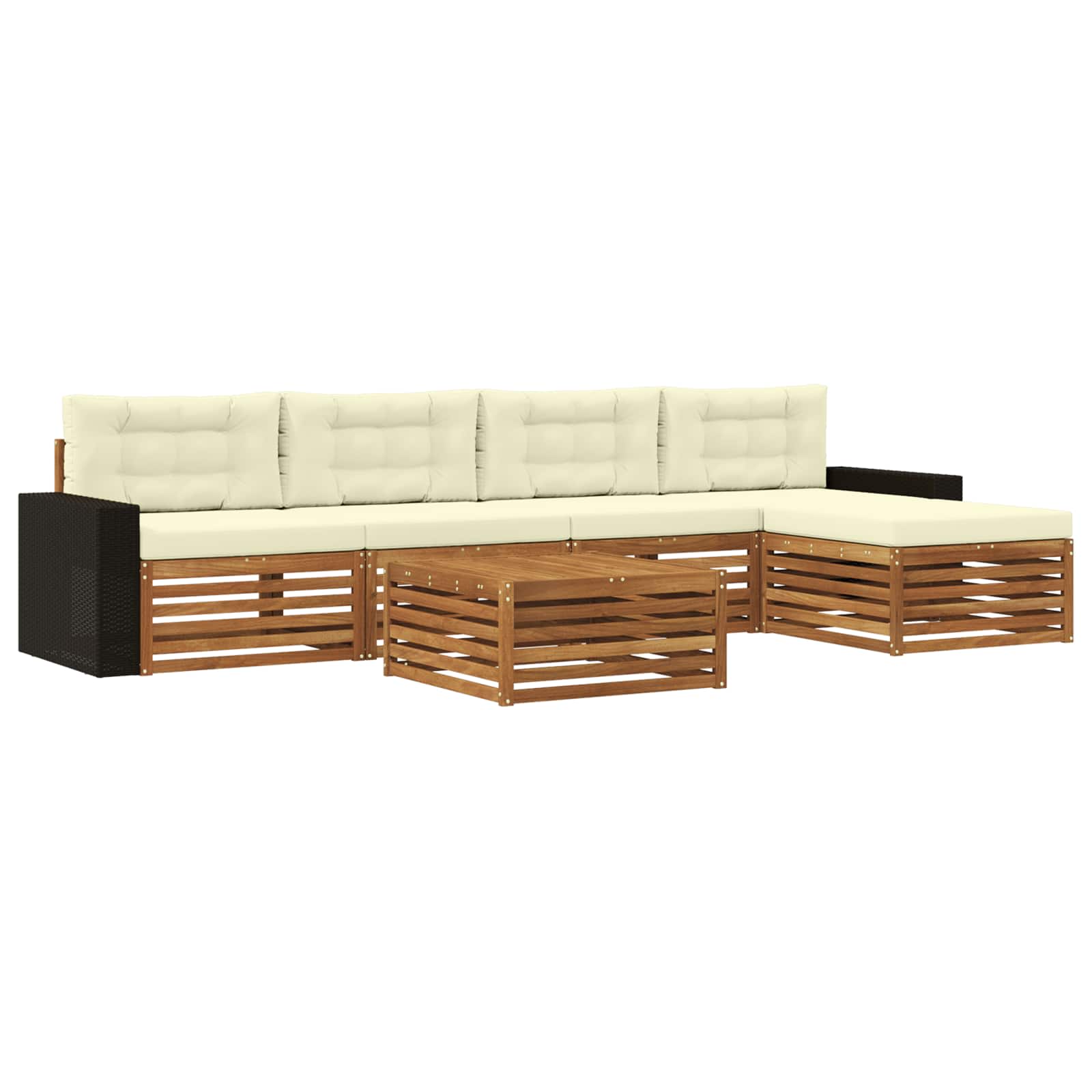 vidaXL Buiten bankenset 6 pcs Naturel
