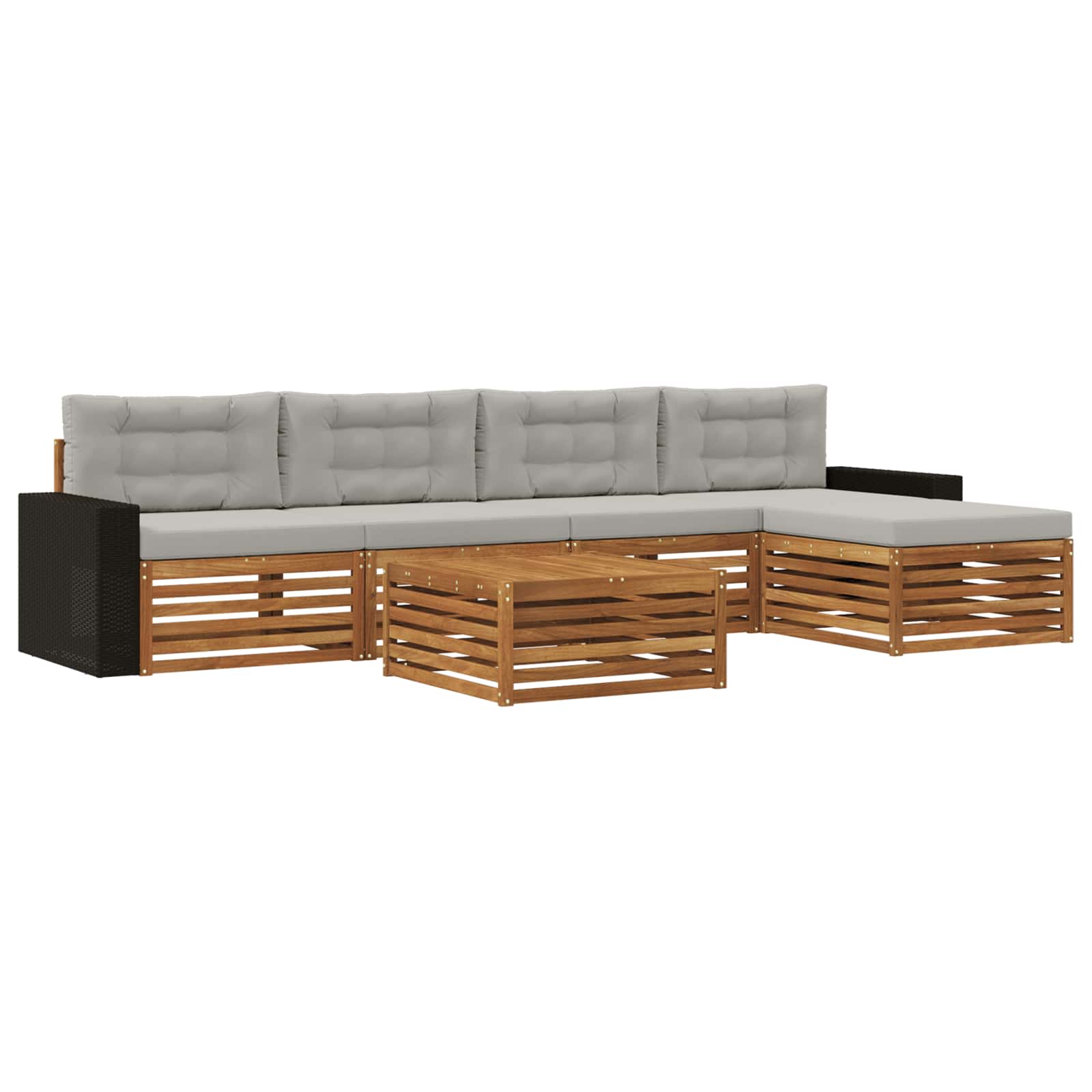 vidaXL Buiten bankenset 6 pcs Naturel