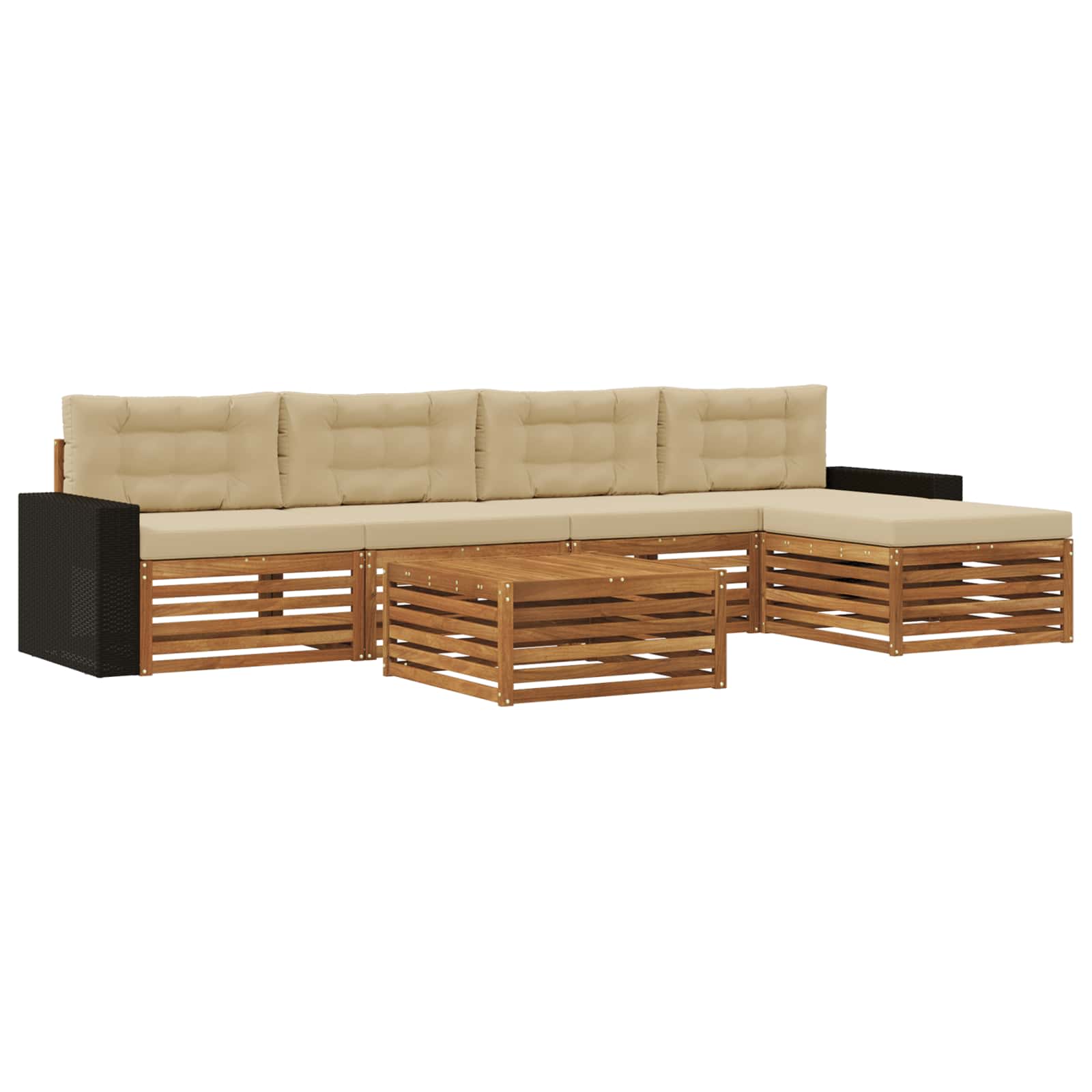 vidaXL Buiten bankenset 6 pcs Naturel