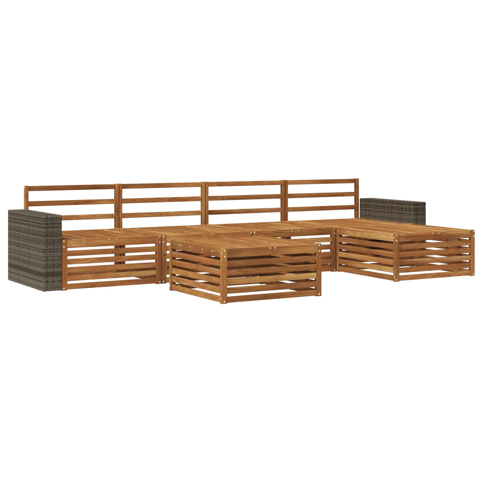 vidaXL Buiten bankenset 6 pcs Naturel