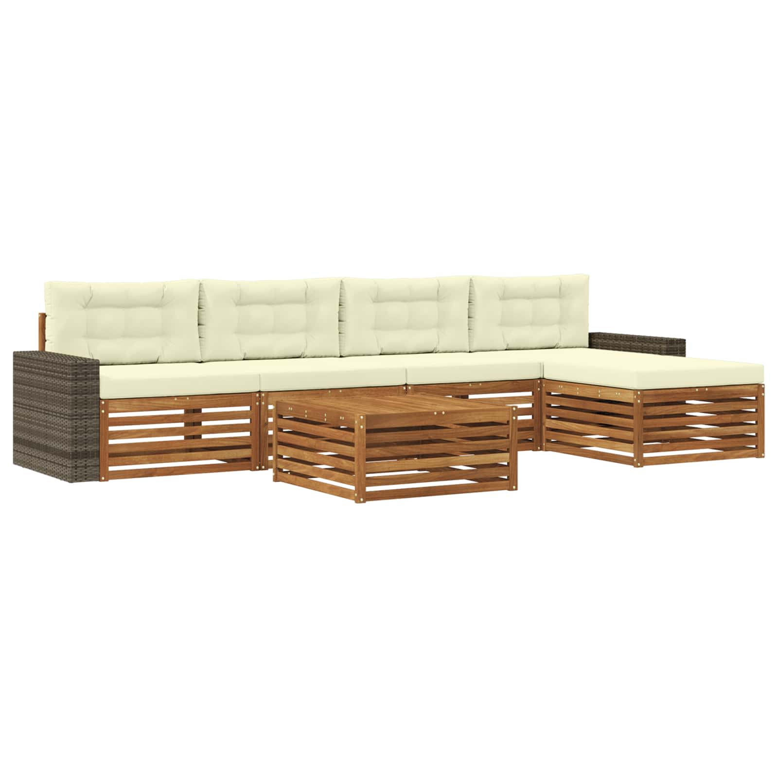 vidaXL Buiten bankenset 6 pcs Naturel