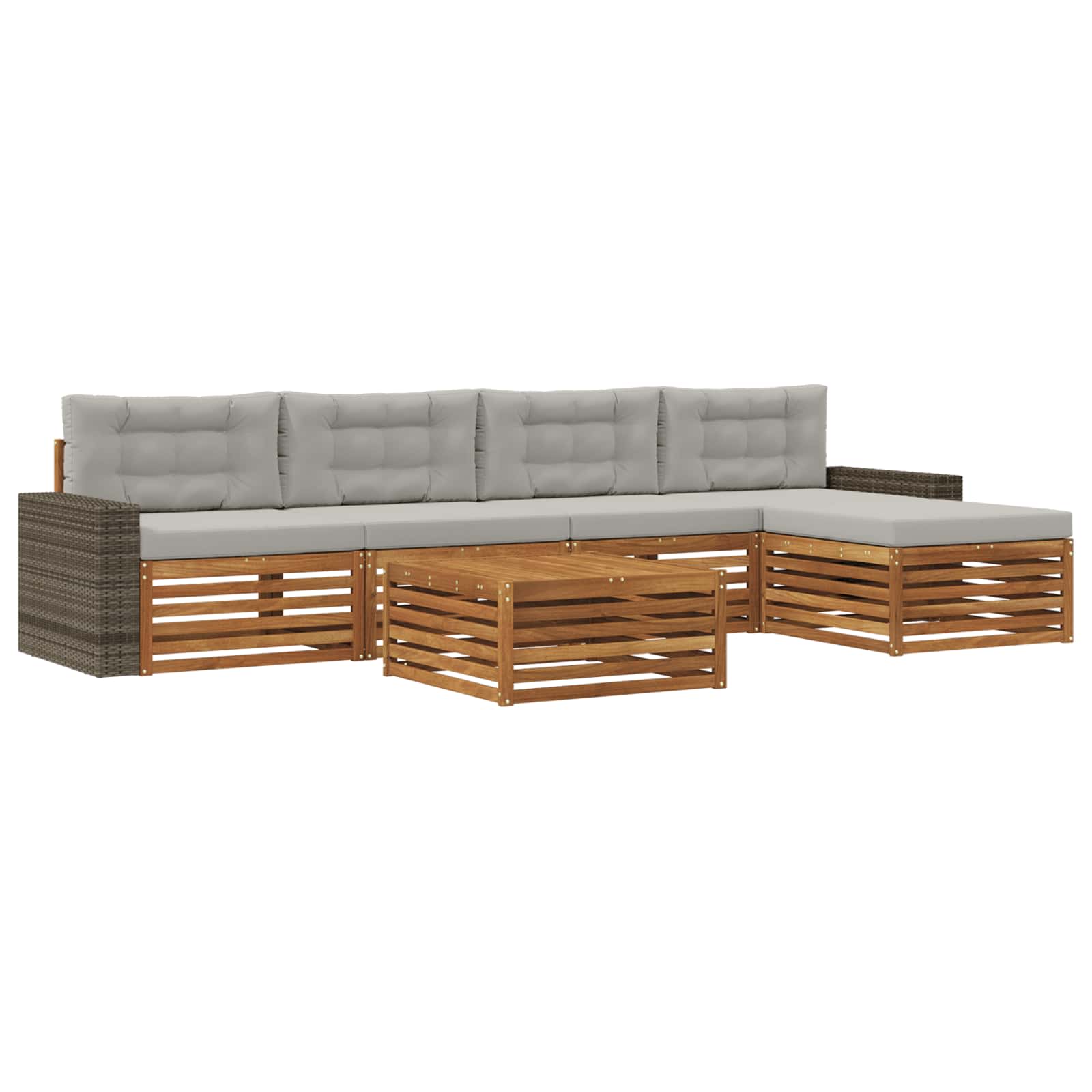 vidaXL Buiten bankenset 6 pcs Naturel