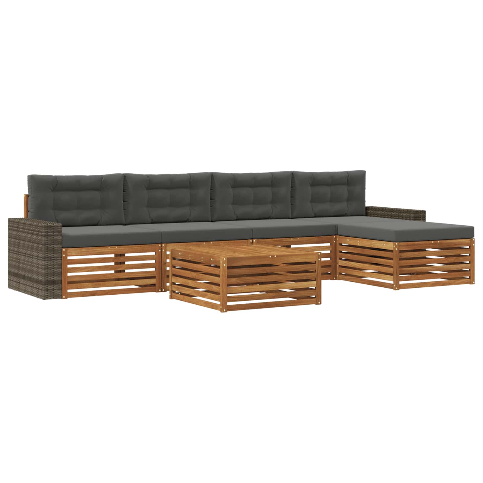 vidaXL Buiten bankenset 6 pcs Naturel