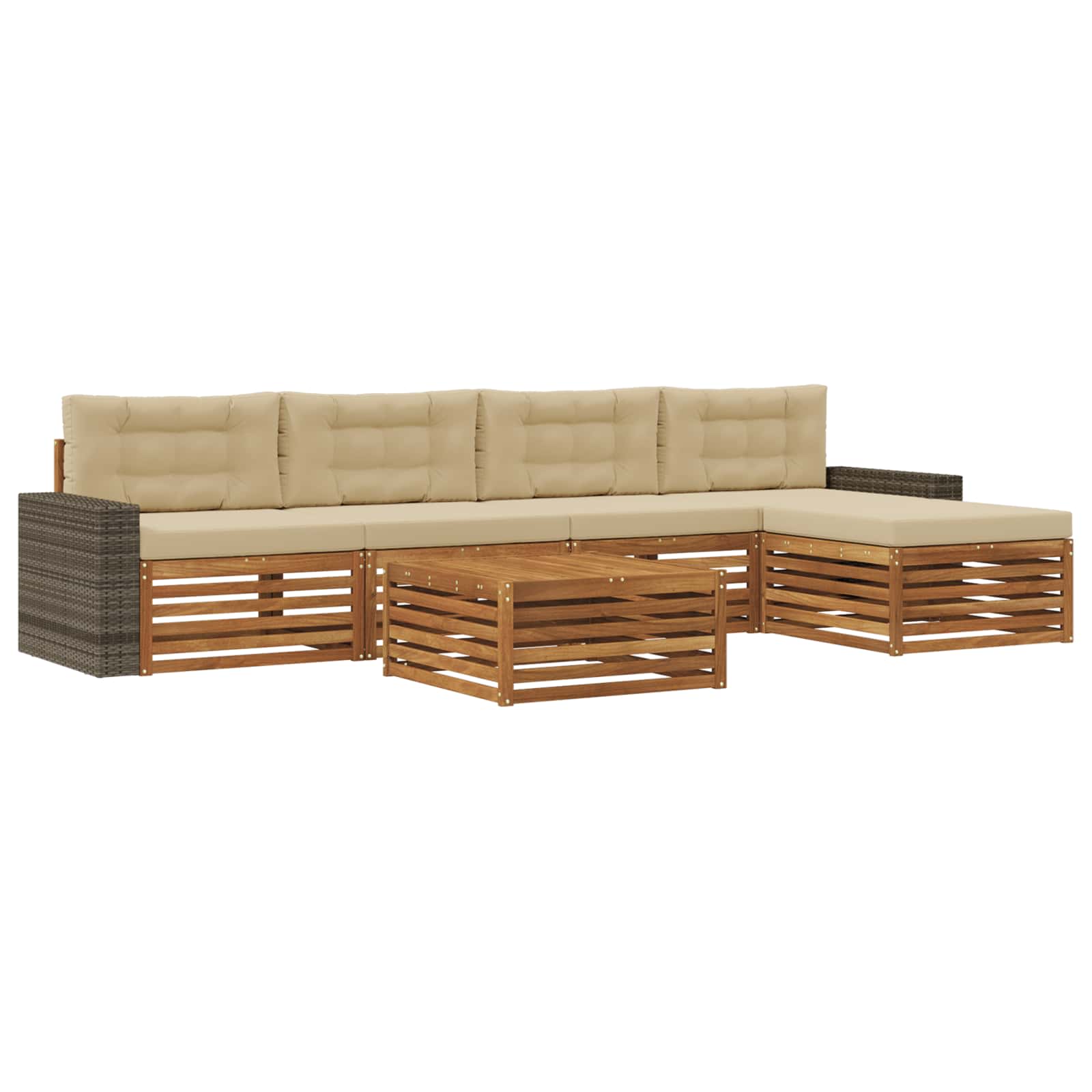 vidaXL Buiten bankenset 6 pcs Naturel