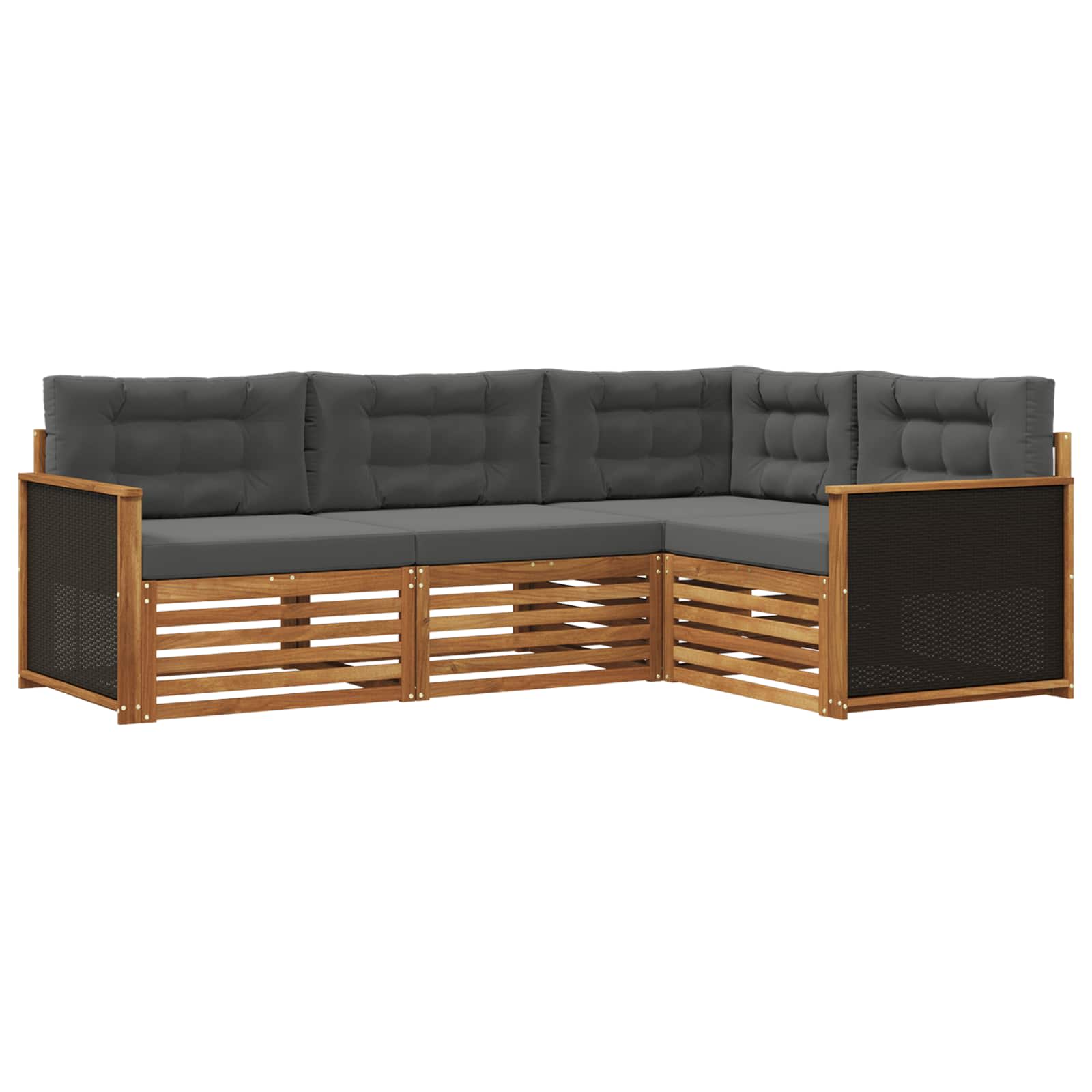 vidaXL Buiten bankenset 4 pcs Naturel