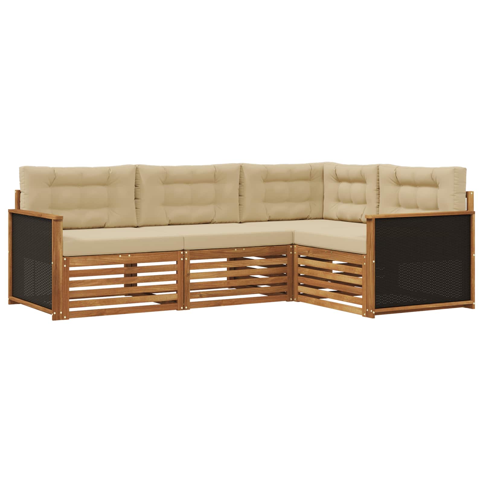 vidaXL Buiten bankenset 4 pcs Naturel