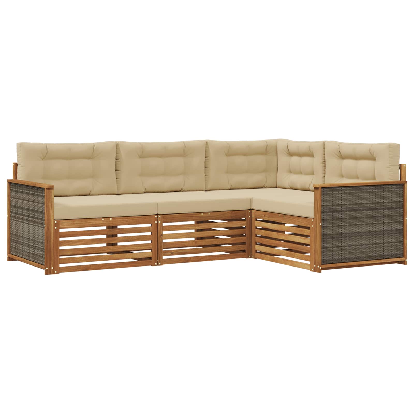 vidaXL Buiten bankenset 4 pcs Naturel