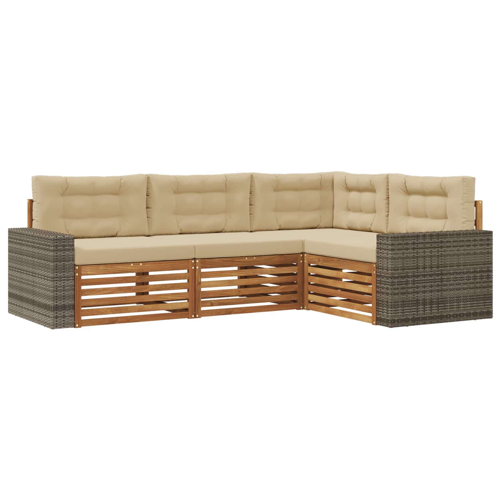 vidaXL Buiten bankenset 4 pcs Naturel
