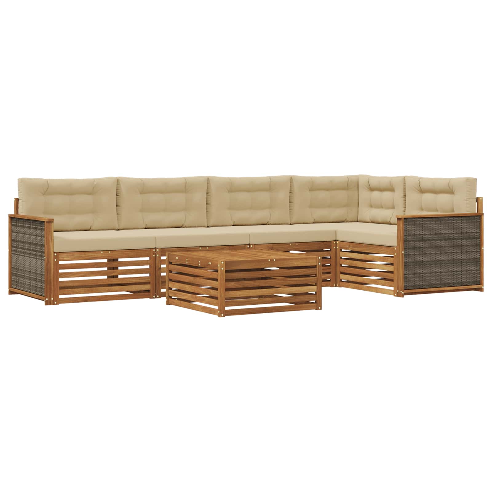 vidaXL Buiten bankenset 6 pcs Naturel Massief Acaciahout