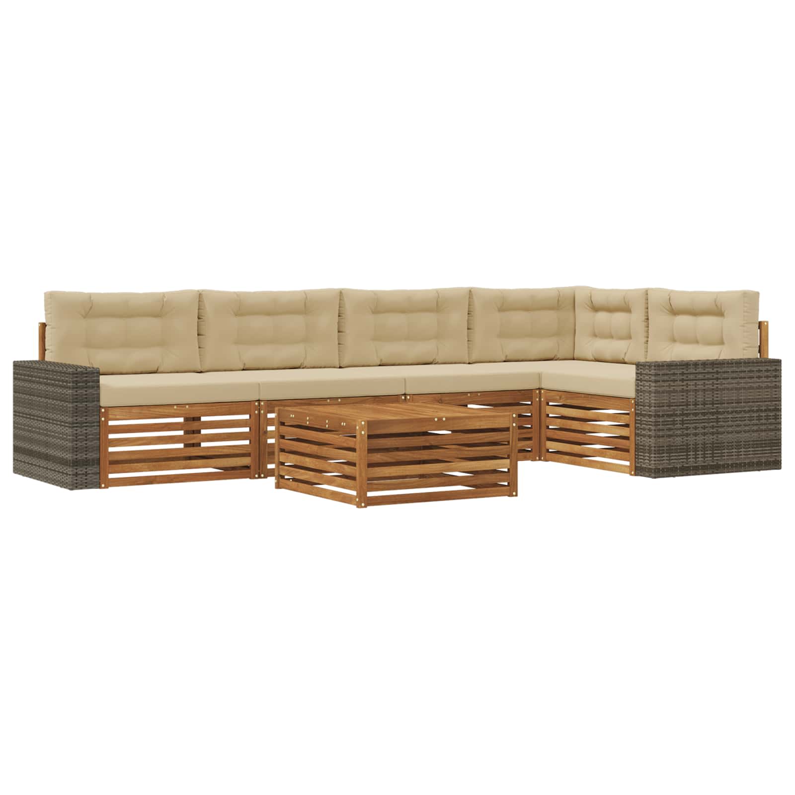 vidaXL Buiten bankenset 6 pcs Naturel Massief Acaciahout