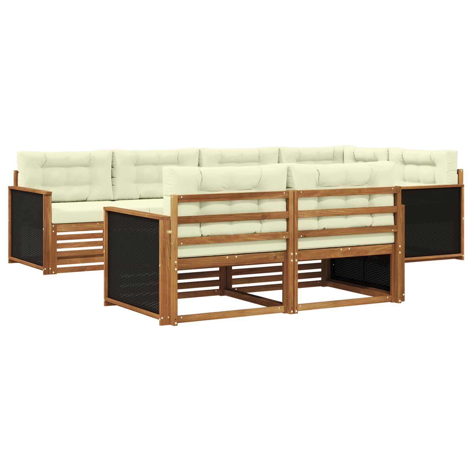 vidaXL Buiten bankenset 7 pcs Naturel