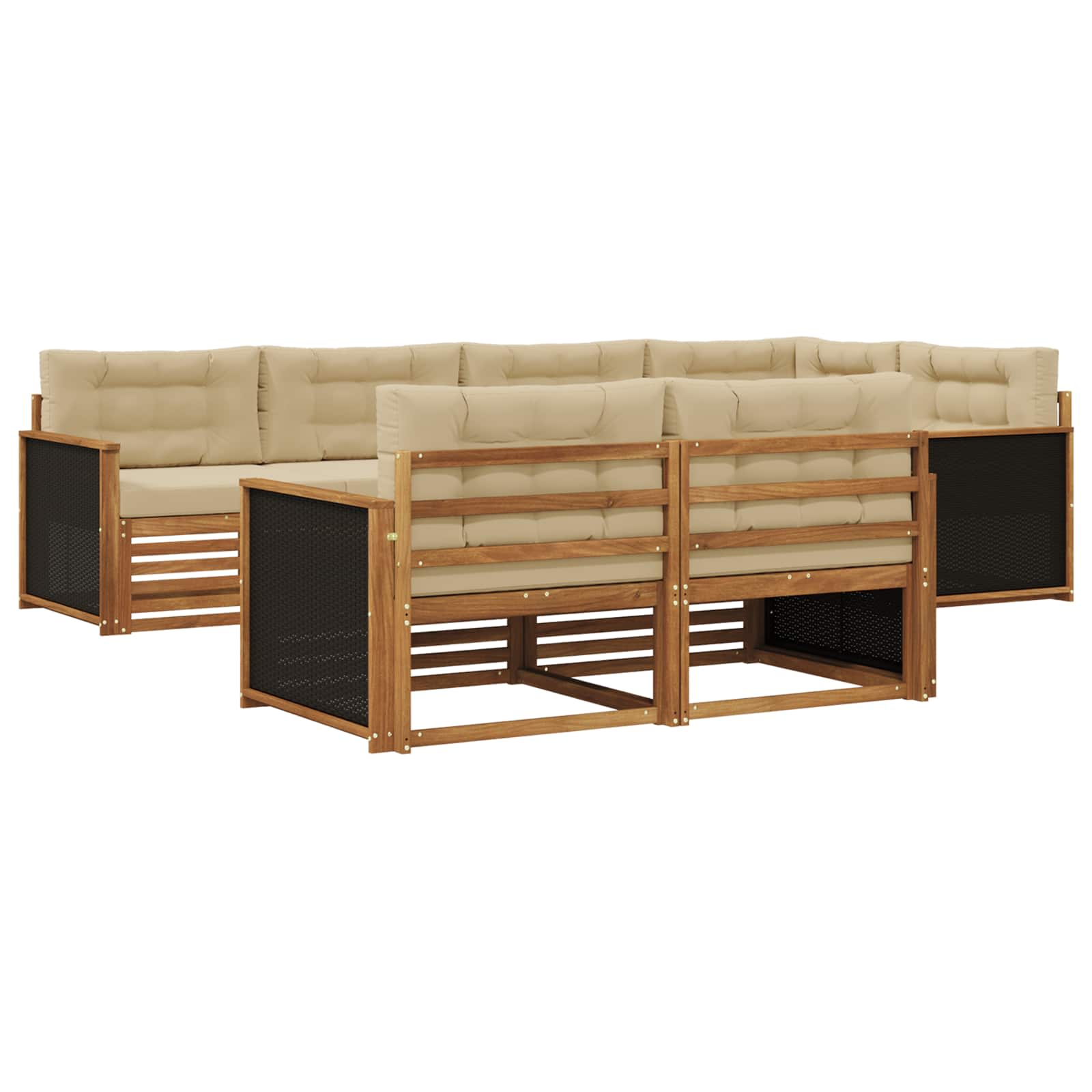 vidaXL Buiten bankenset 7 pcs Naturel