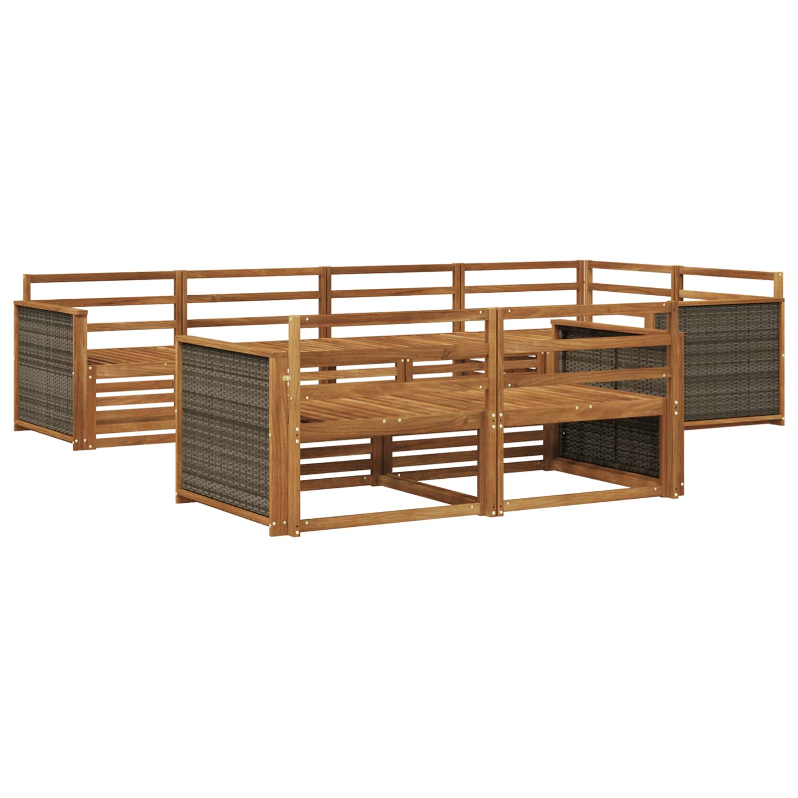 vidaXL Buiten bankenset 7 pcs Naturel