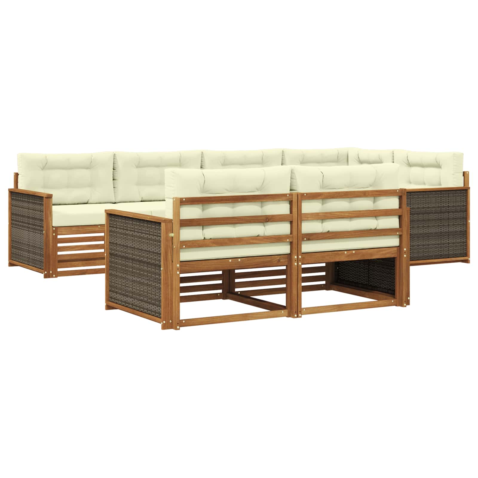 vidaXL Buiten bankenset 7 pcs Naturel