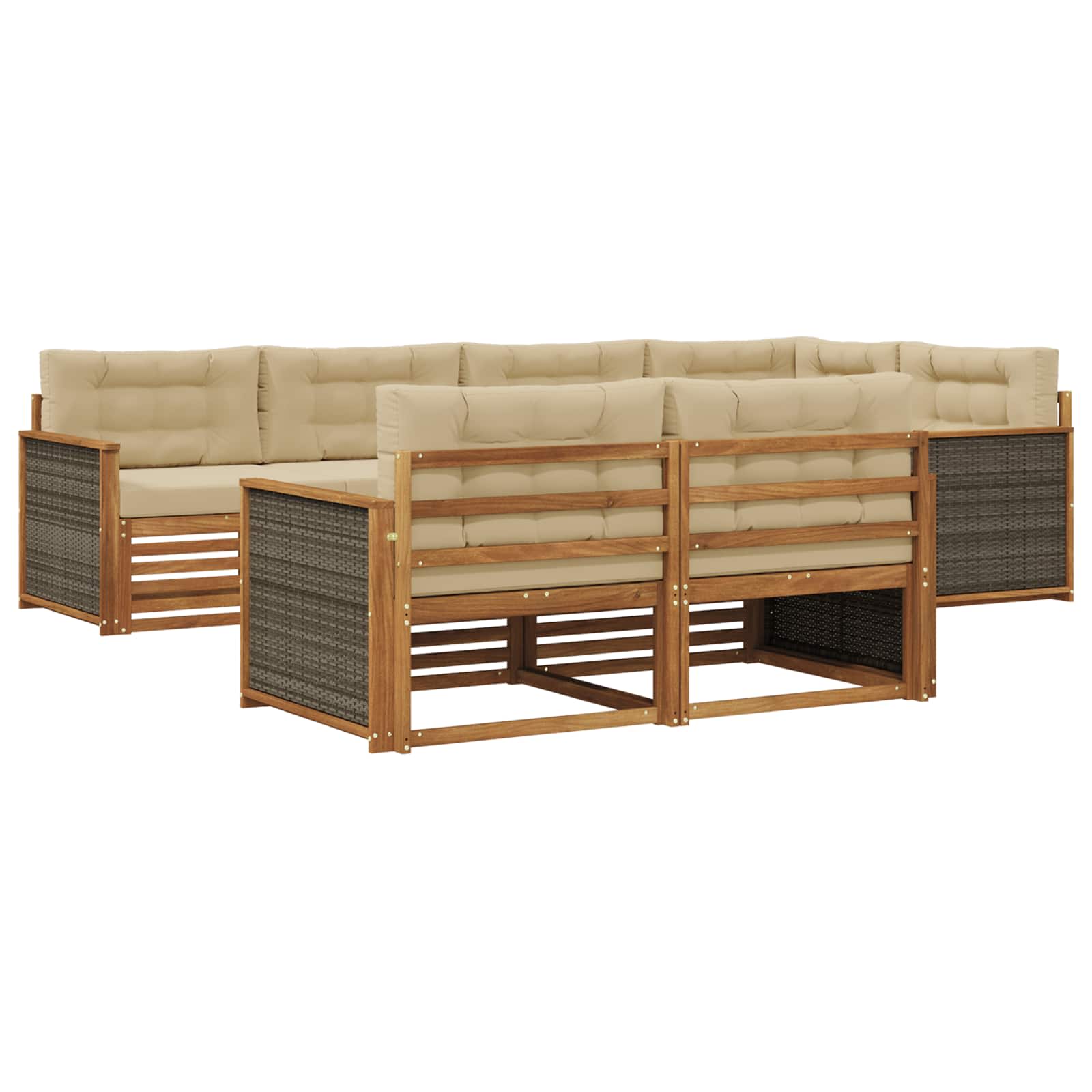 vidaXL Buiten bankenset 7 pcs Naturel