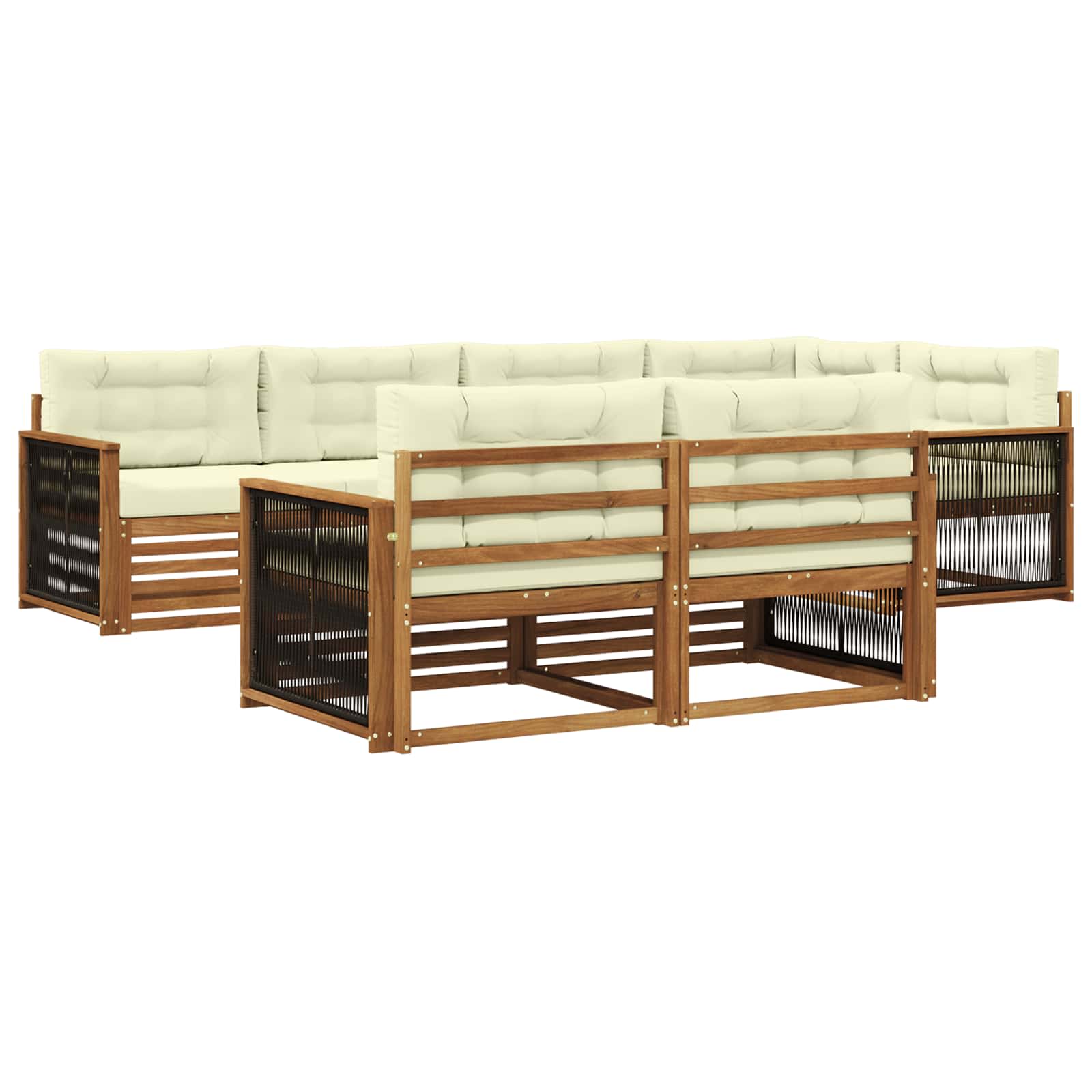 vidaXL Buiten bankenset 7 pcs Naturel