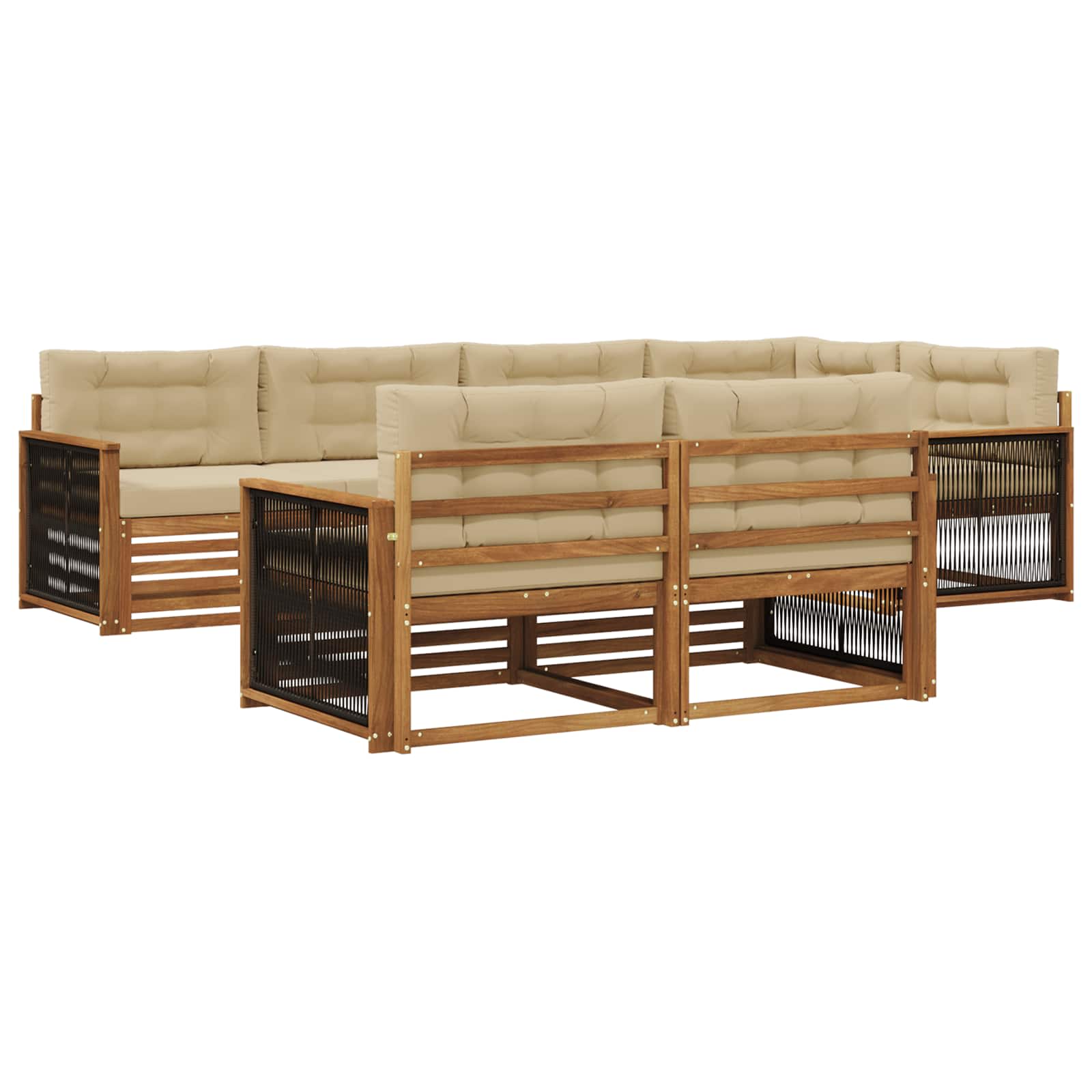 vidaXL Buiten bankenset 7 pcs Naturel