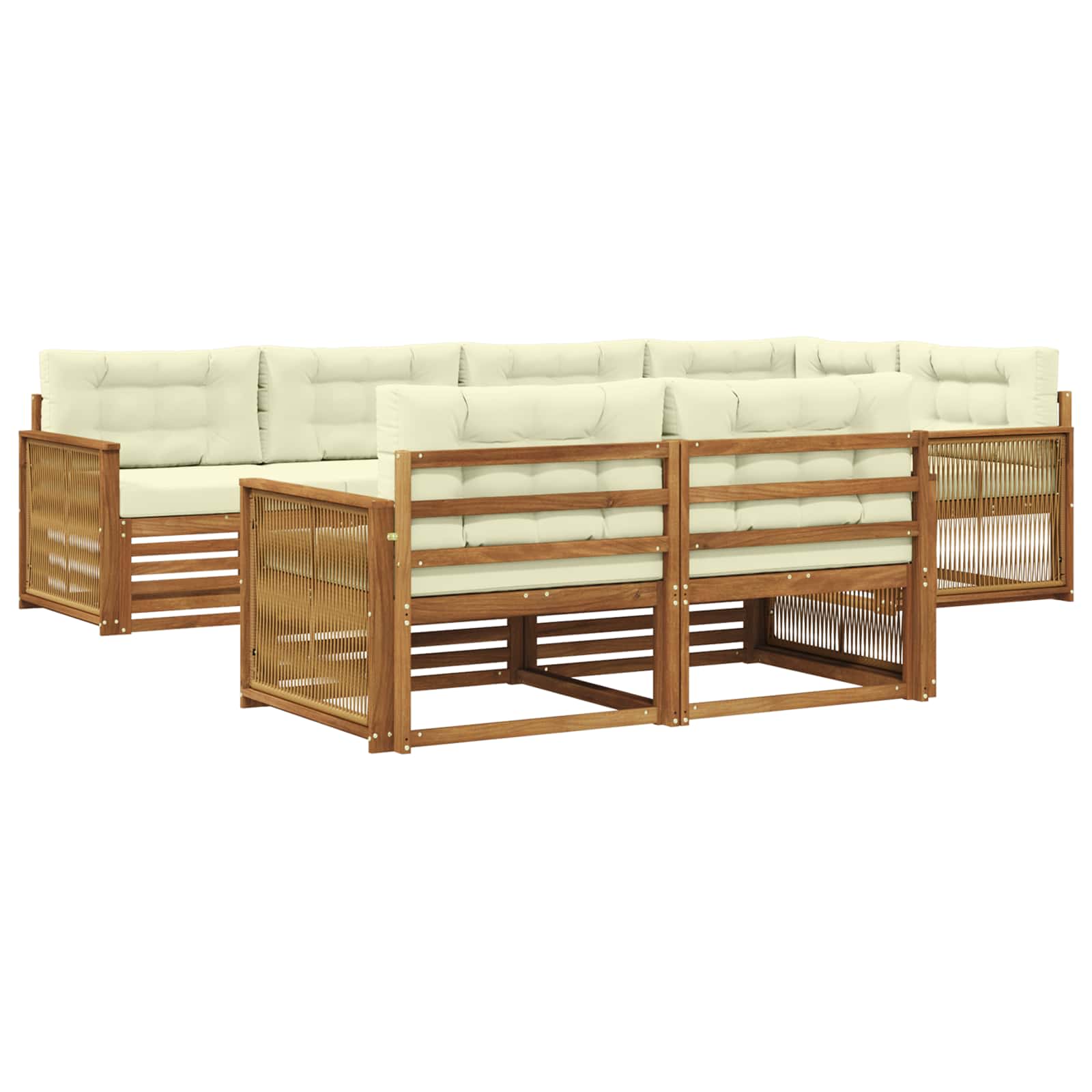 vidaXL Buiten bankenset 7 pcs Naturel