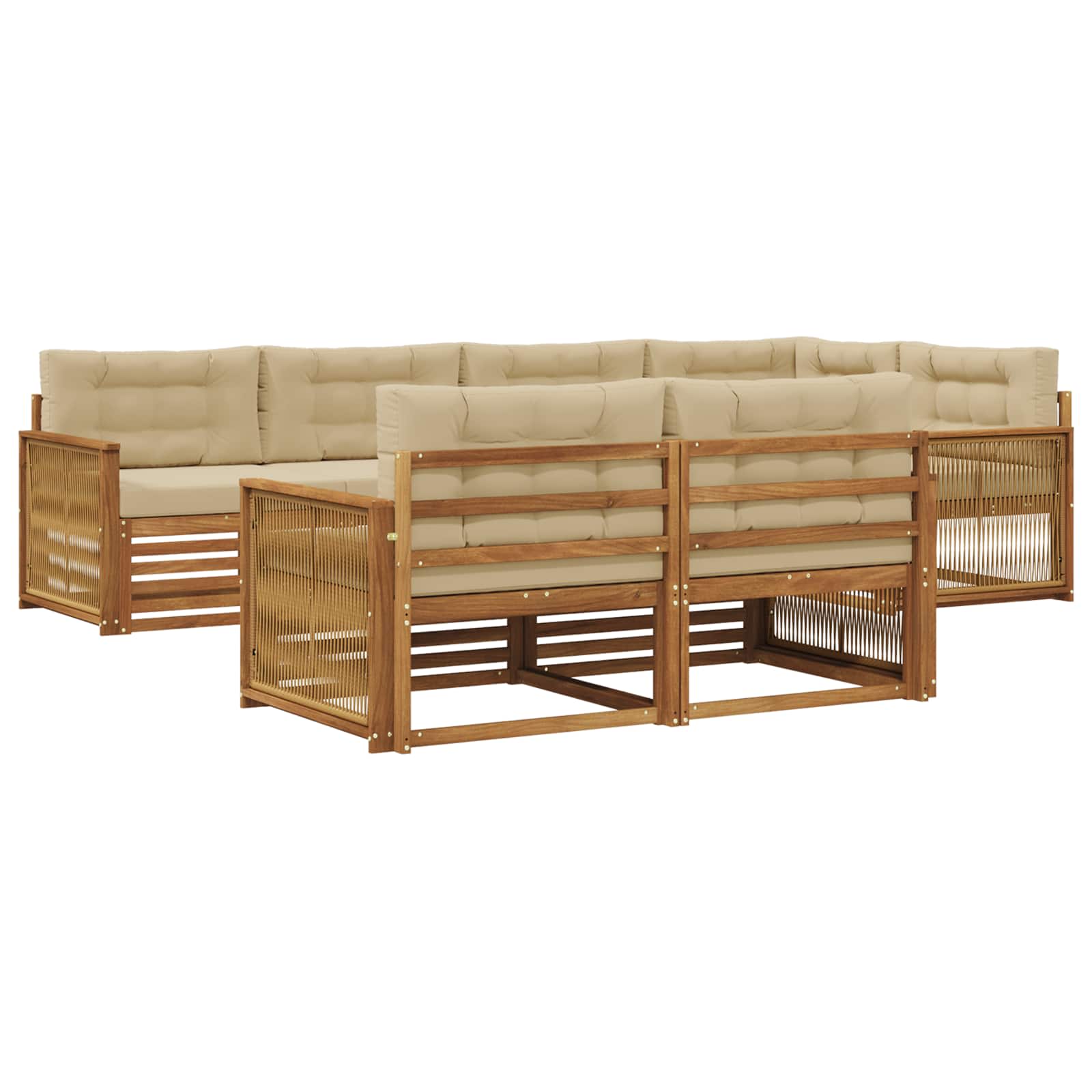 vidaXL Buiten bankenset 7 pcs Naturel