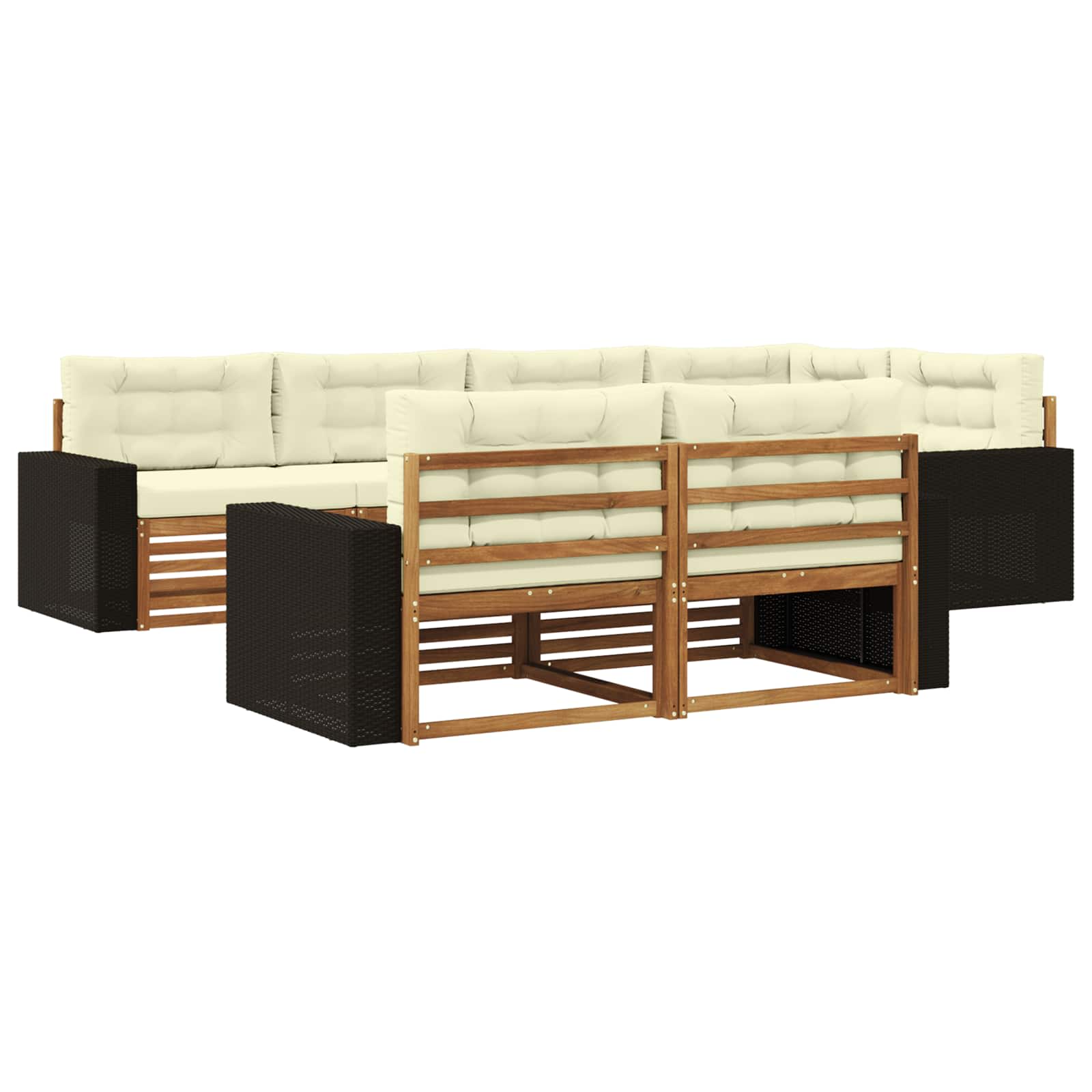 vidaXL Buiten bankenset 7 pcs Naturel