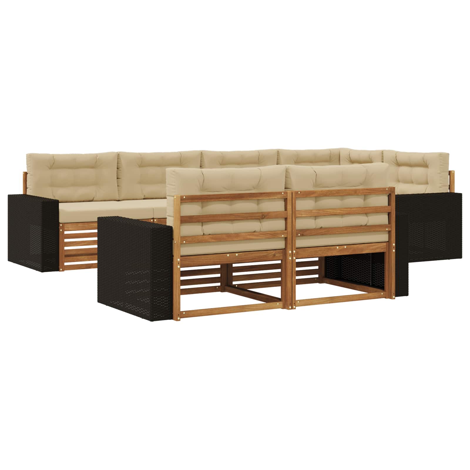 vidaXL Buiten bankenset 7 pcs Naturel