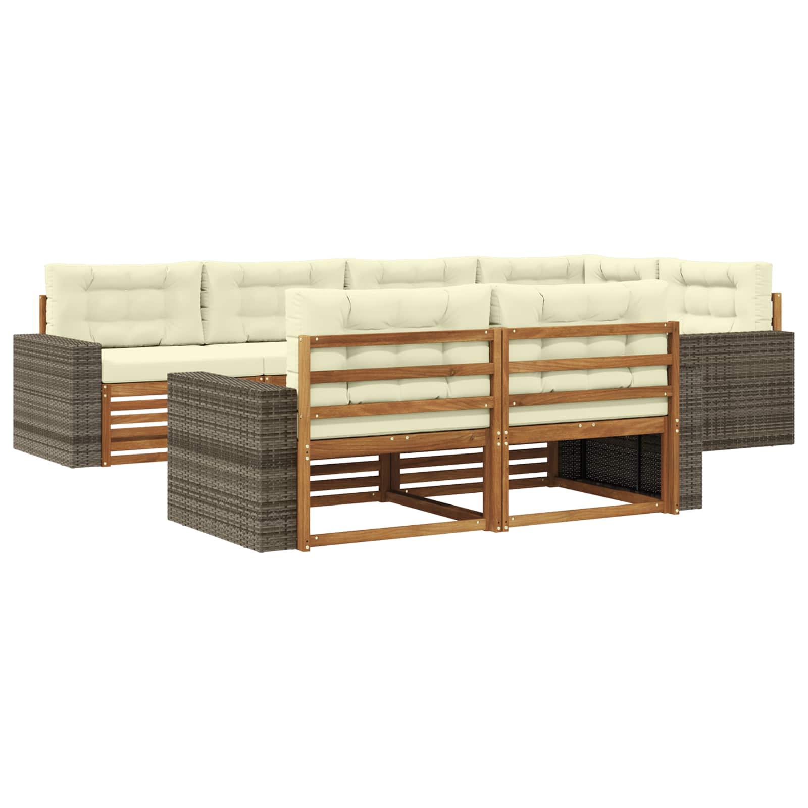 vidaXL Buiten bankenset 7 pcs Naturel