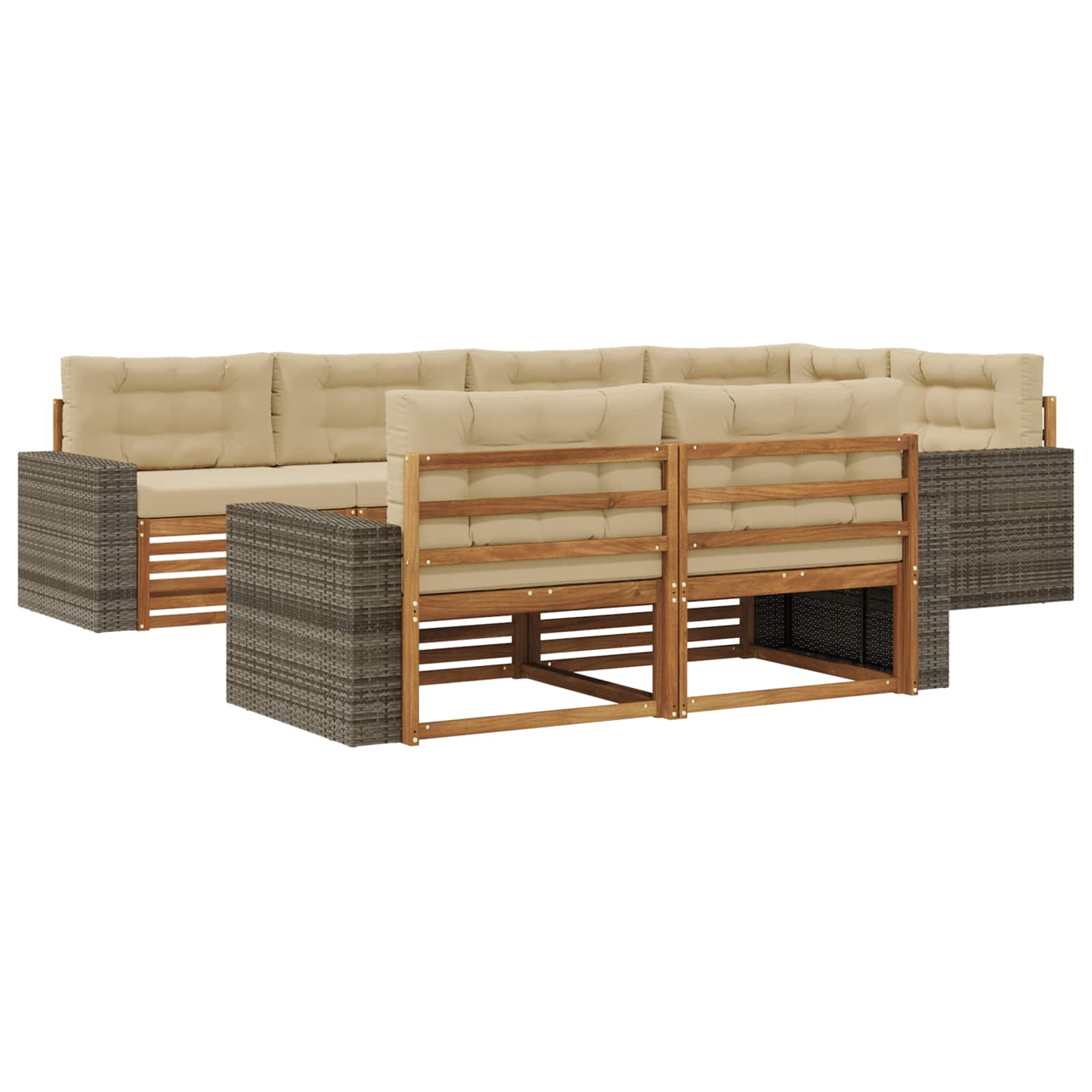 vidaXL Buiten bankenset 7 pcs Naturel