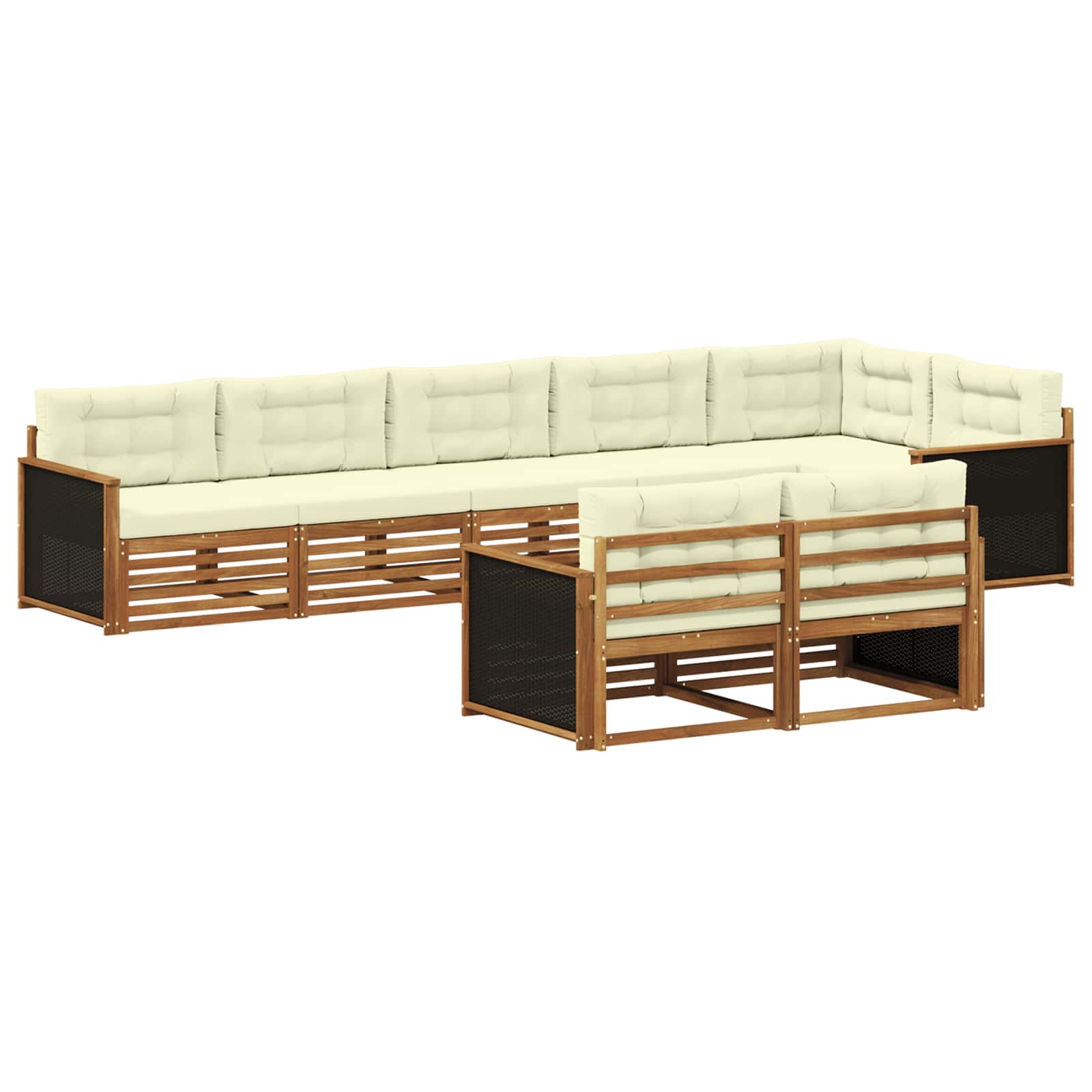 vidaXL Buiten bankenset 8 pcs Naturel
