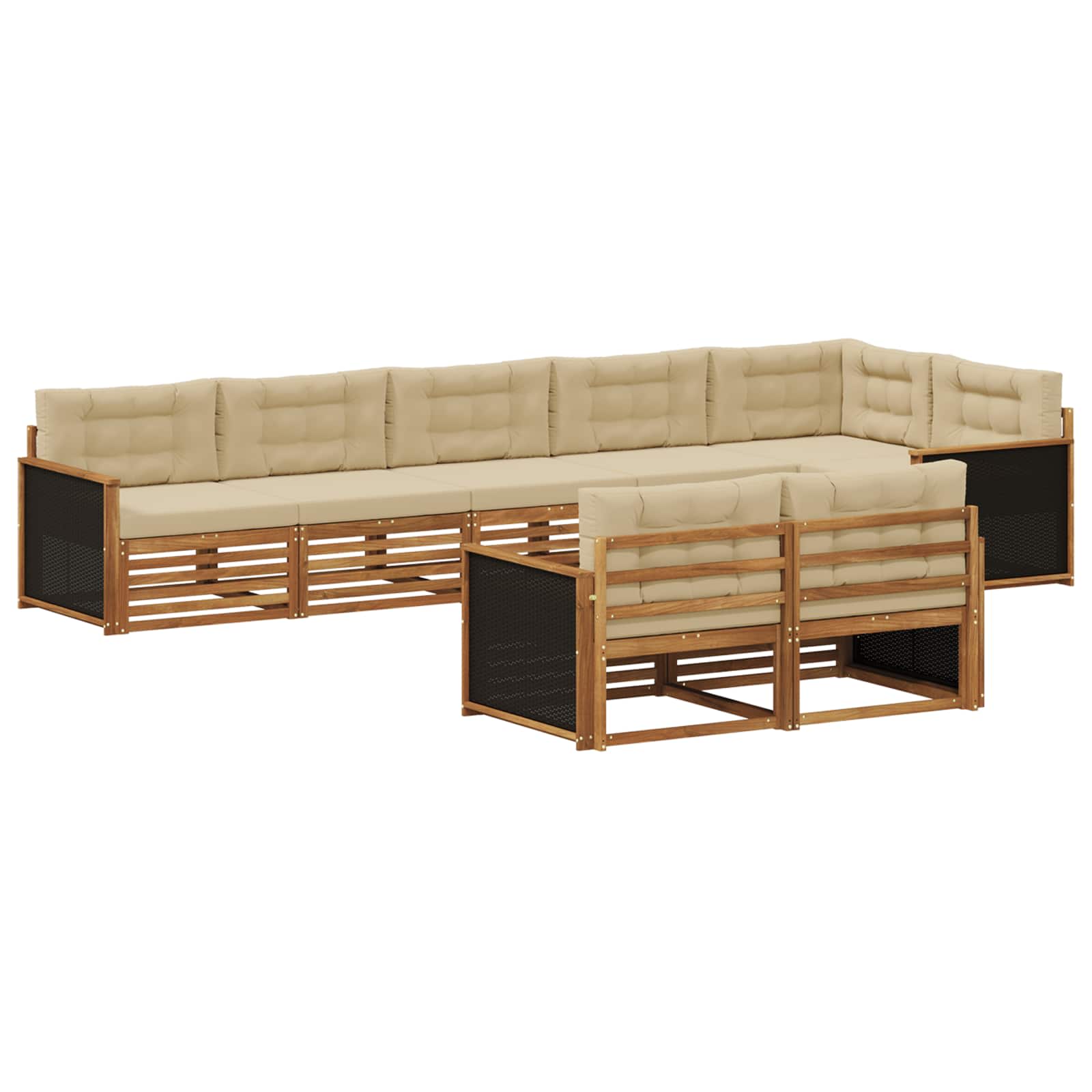 vidaXL Buiten bankenset 8 pcs Naturel