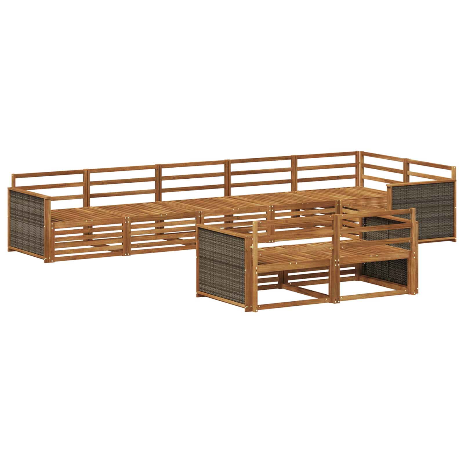 vidaXL Buiten bankenset 8 pcs Naturel