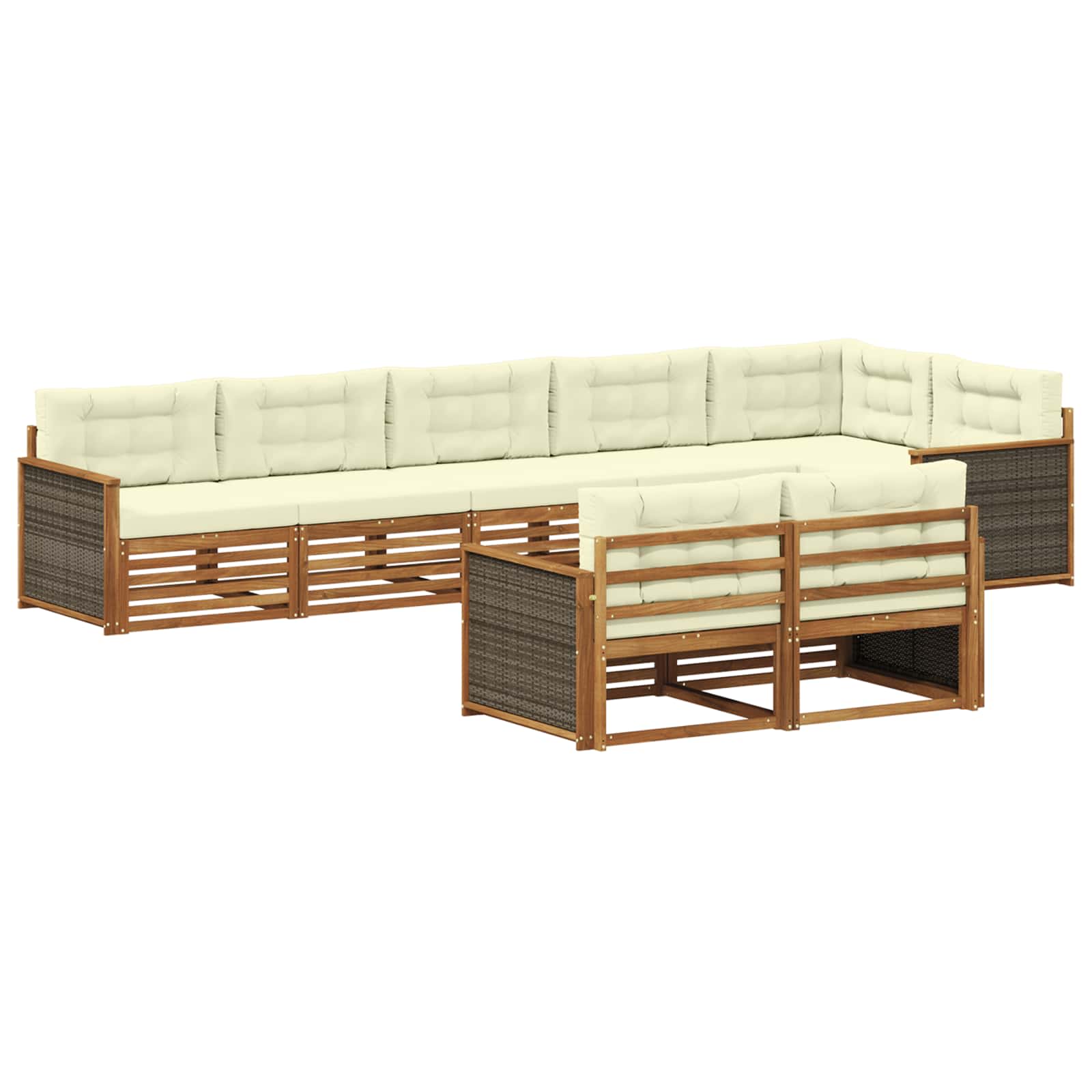 vidaXL Buiten bankenset 8 pcs Naturel