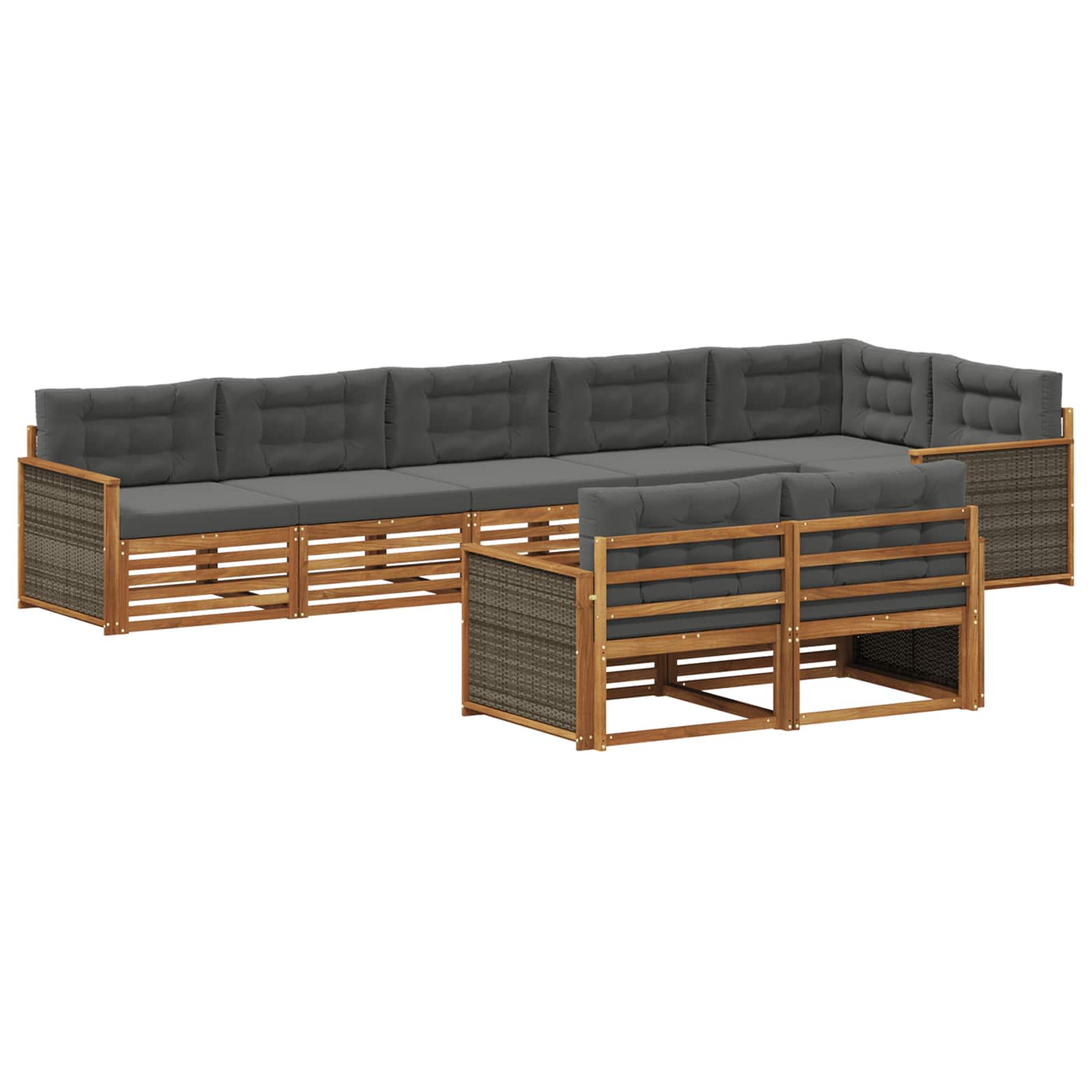 vidaXL Buiten bankenset 8 pcs Naturel
