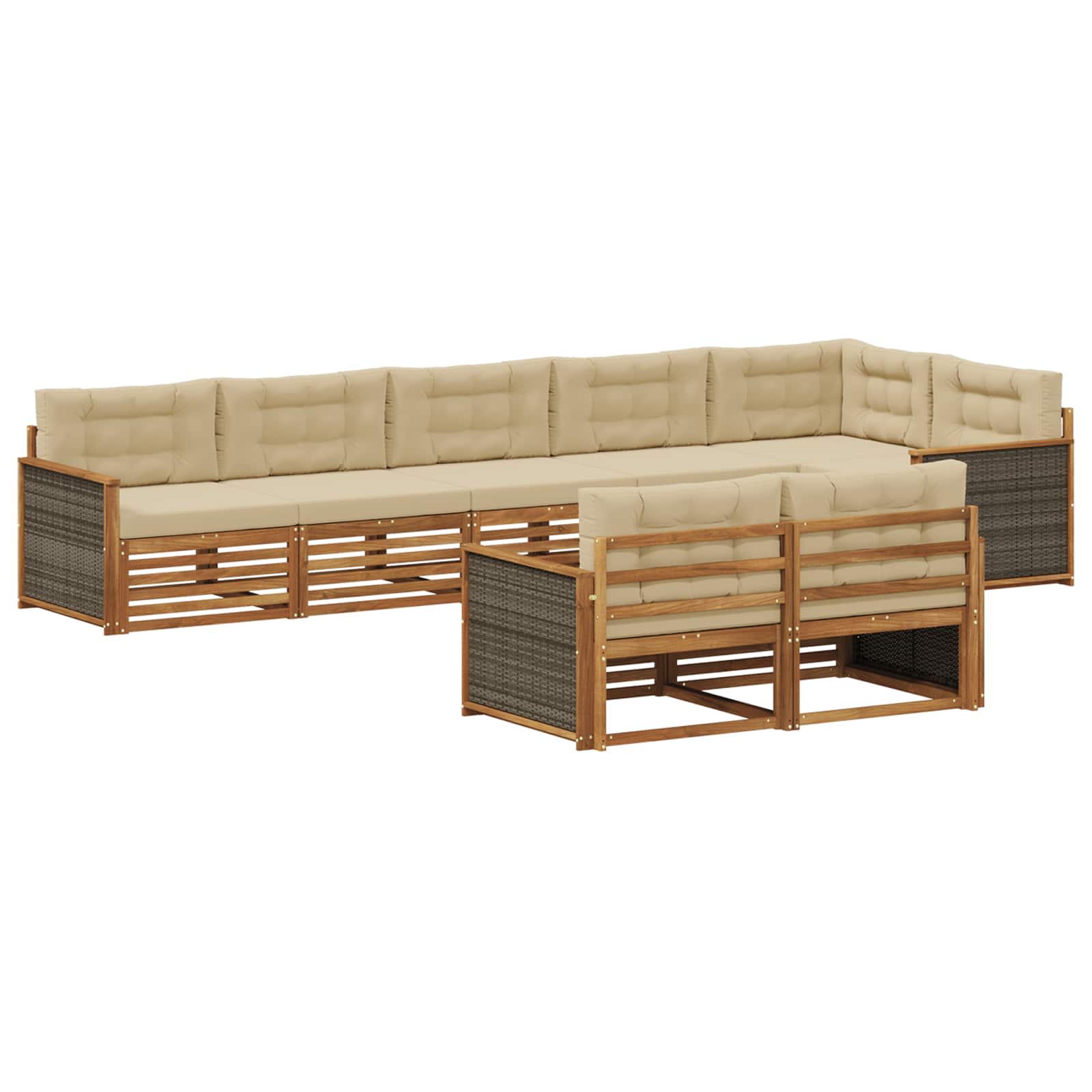 vidaXL Buiten bankenset 8 pcs Naturel