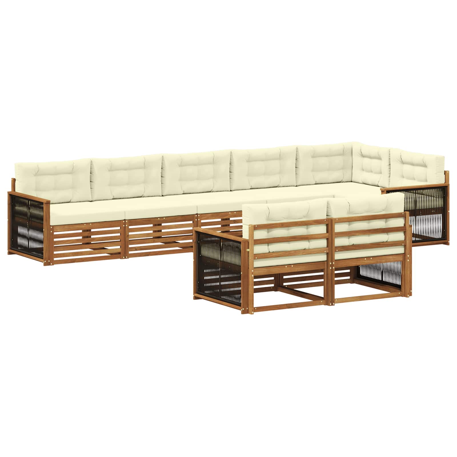 vidaXL Buiten bankenset 8 pcs Naturel